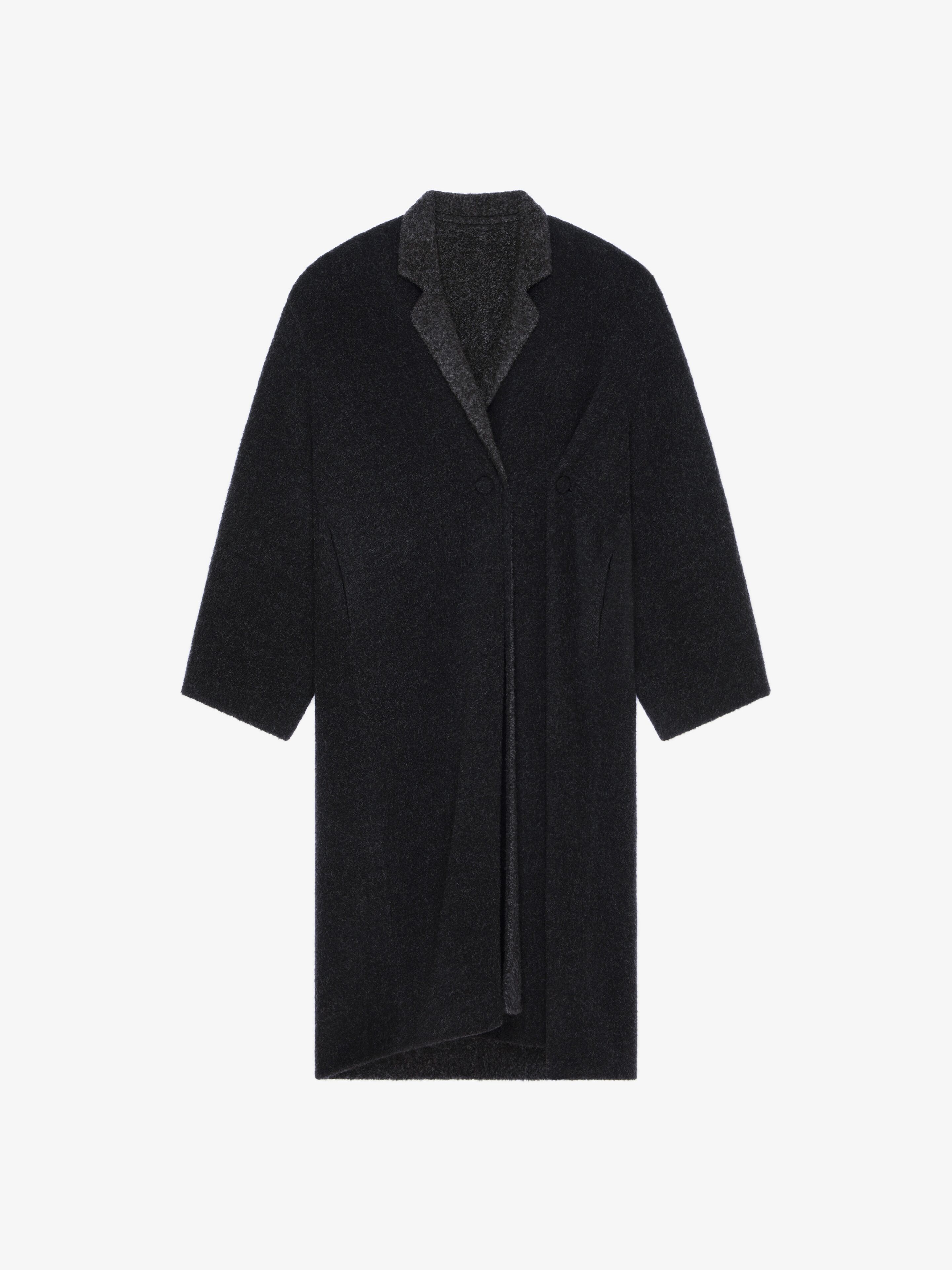 Shop Givenchy Coat In Double Face Wool Alpaca In Black/grey