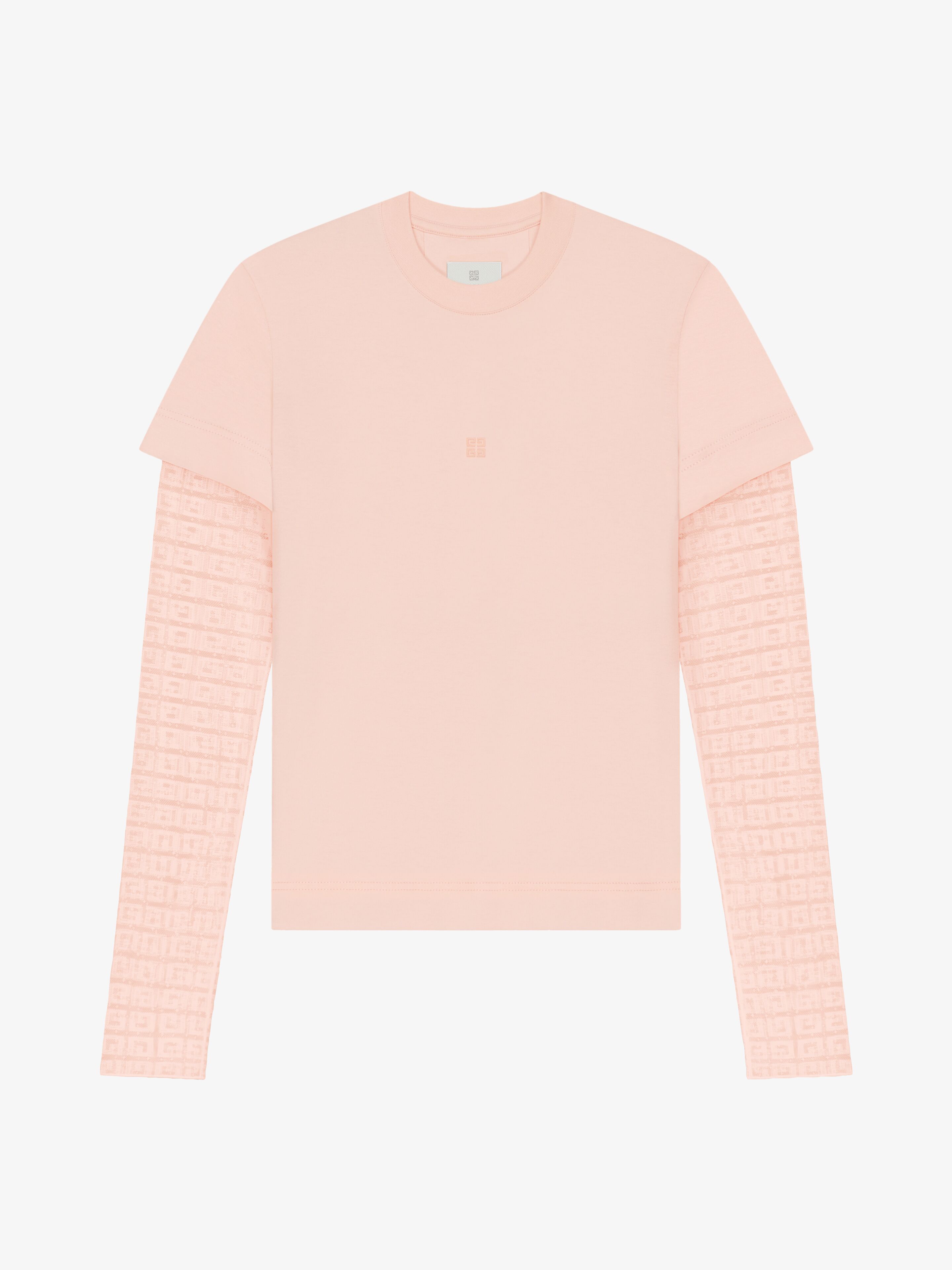 Shop Givenchy Overlapped Slim Fit T-shirt In Cotton And 4g Lace In Blush Pink
