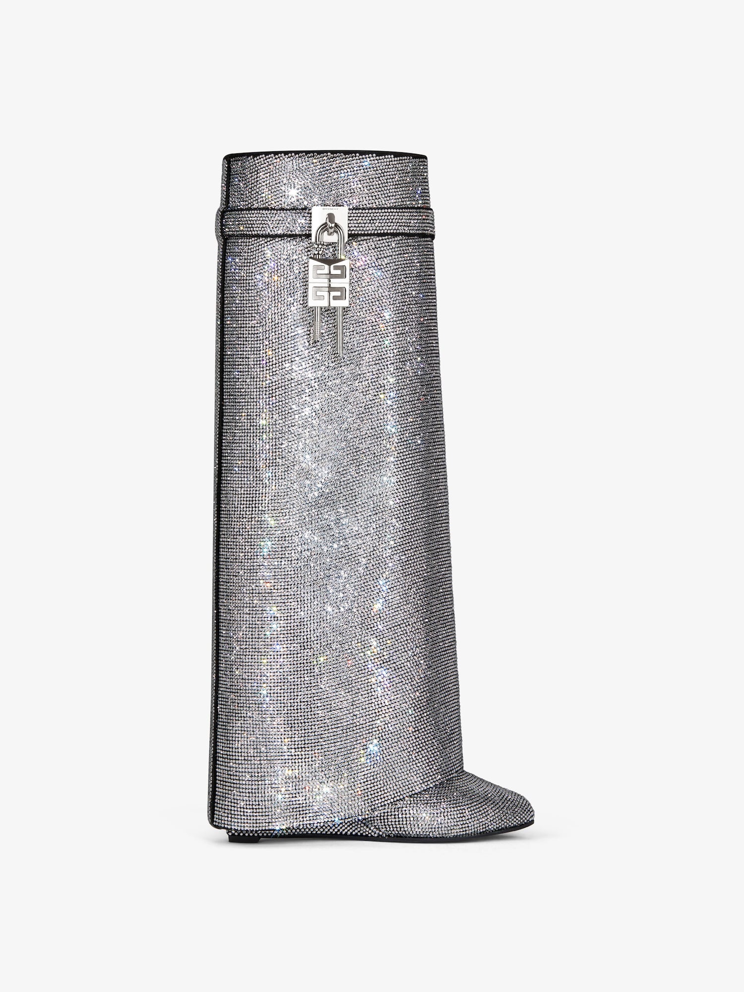 Shark Lock boots in suede with strass - silvery | Givenchy