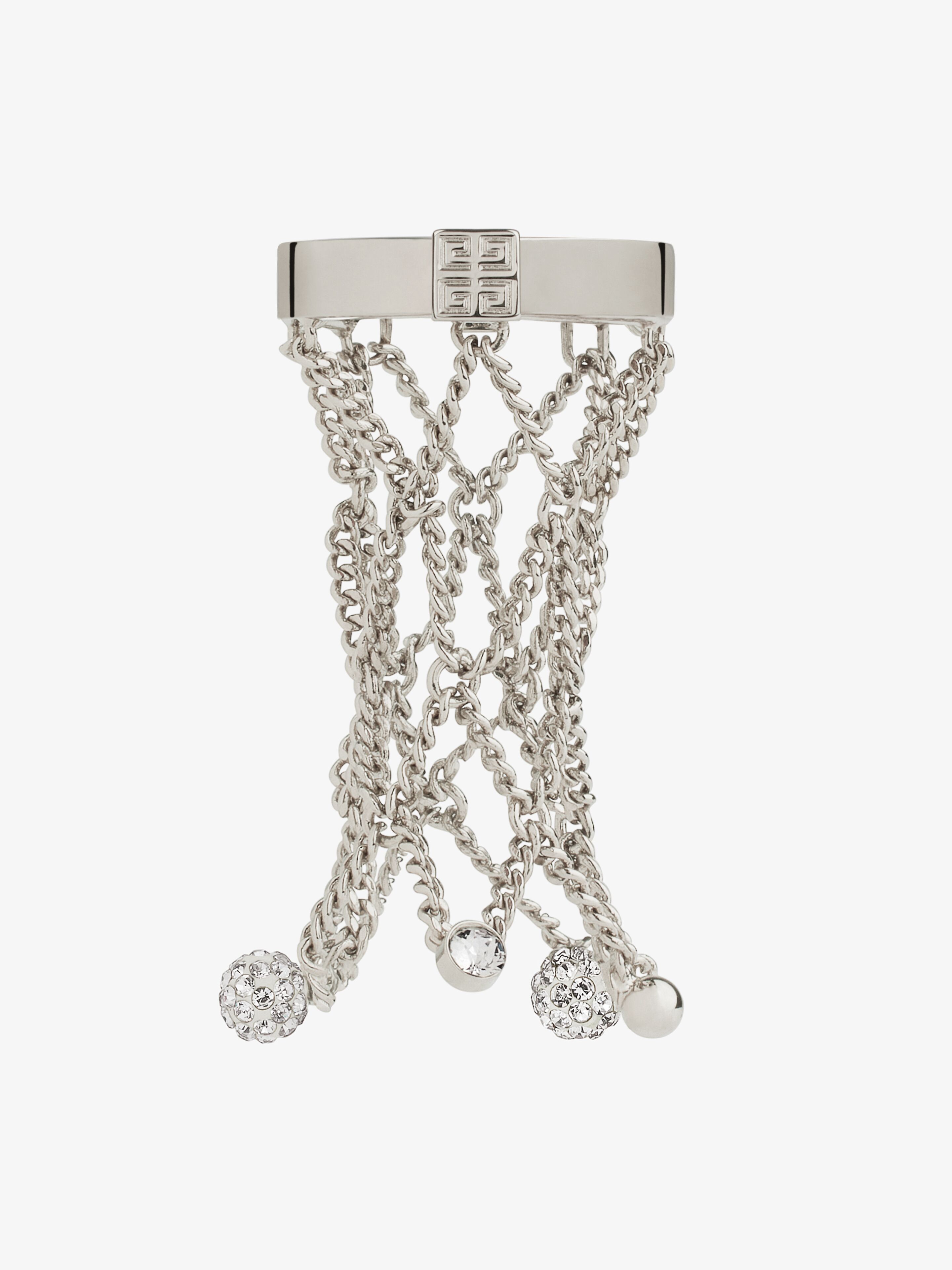 Shop Givenchy Pearling Ring In Metal With Pearls And Crystals In White/silvery