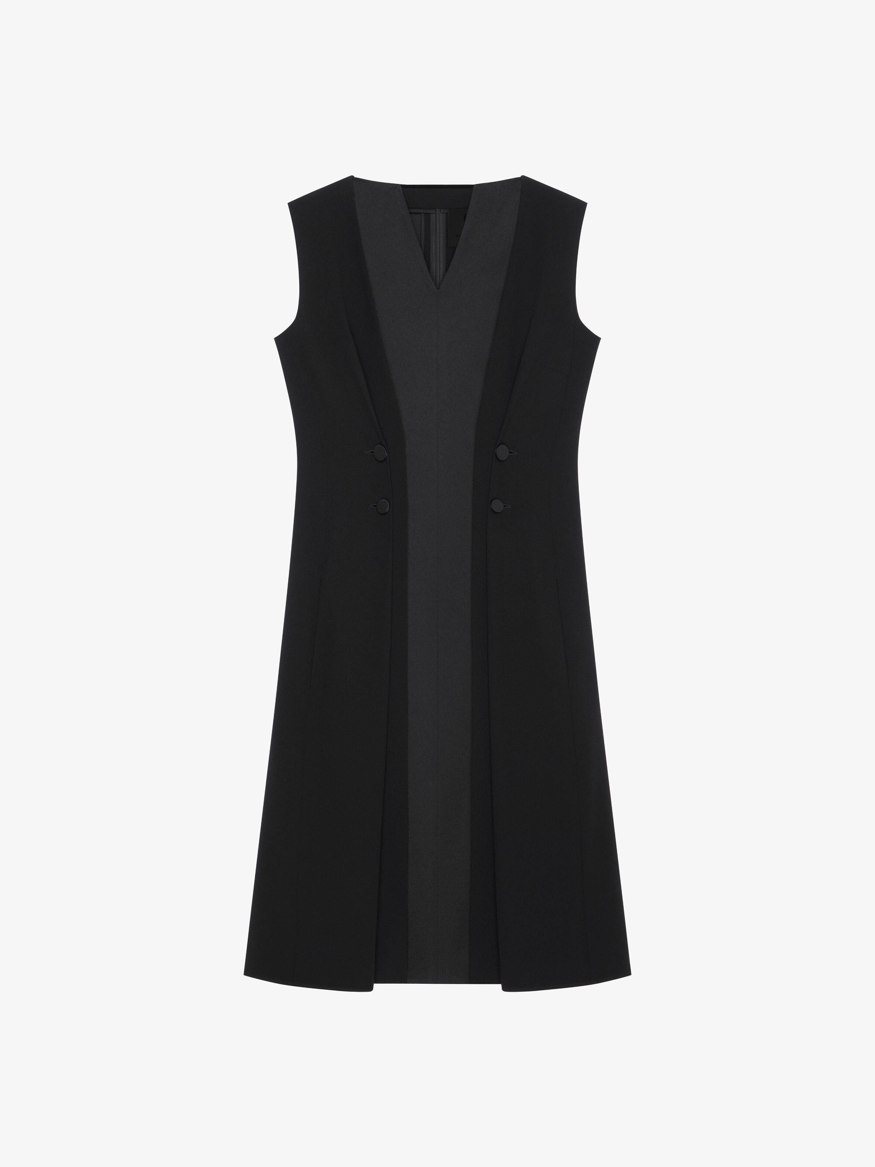 Givenchy Dress With Buttons In Crepe With Satin Back In Black