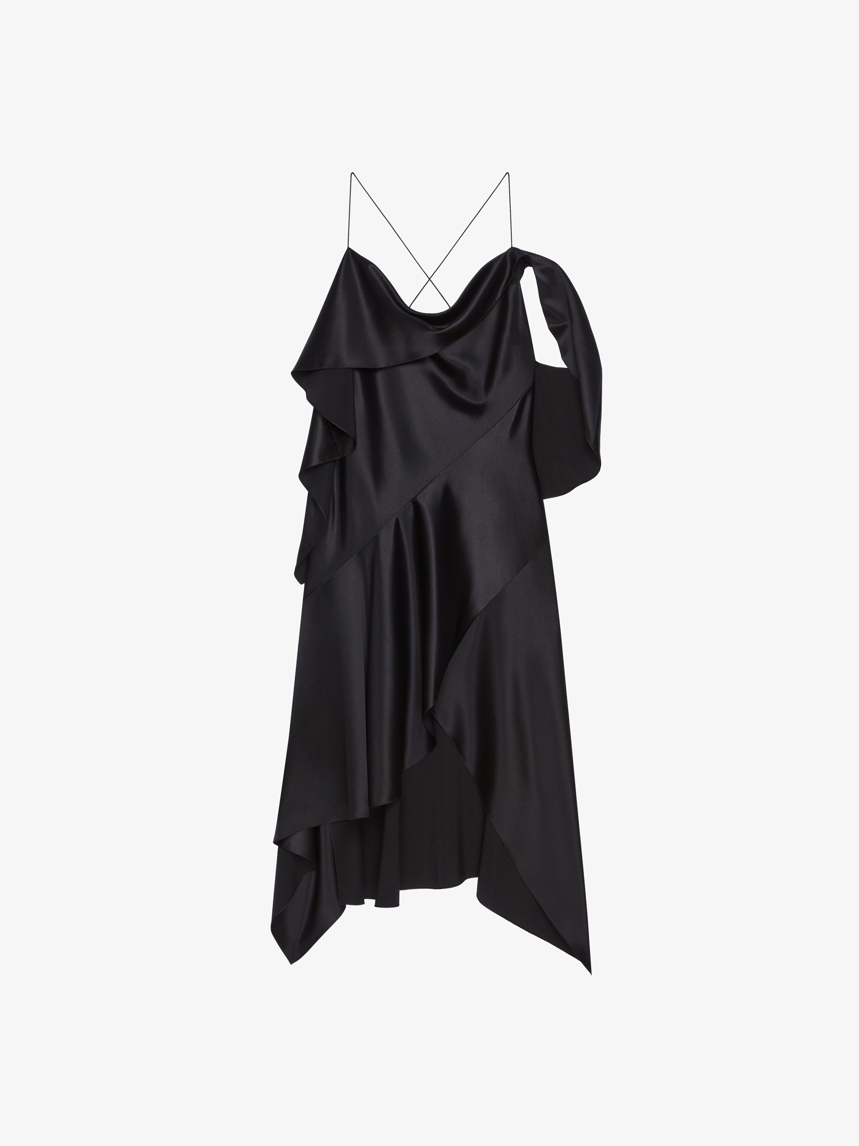 Givenchy - Robe Drapée Asymétrique En Satin - Noir - pour Femme - Taille : 40