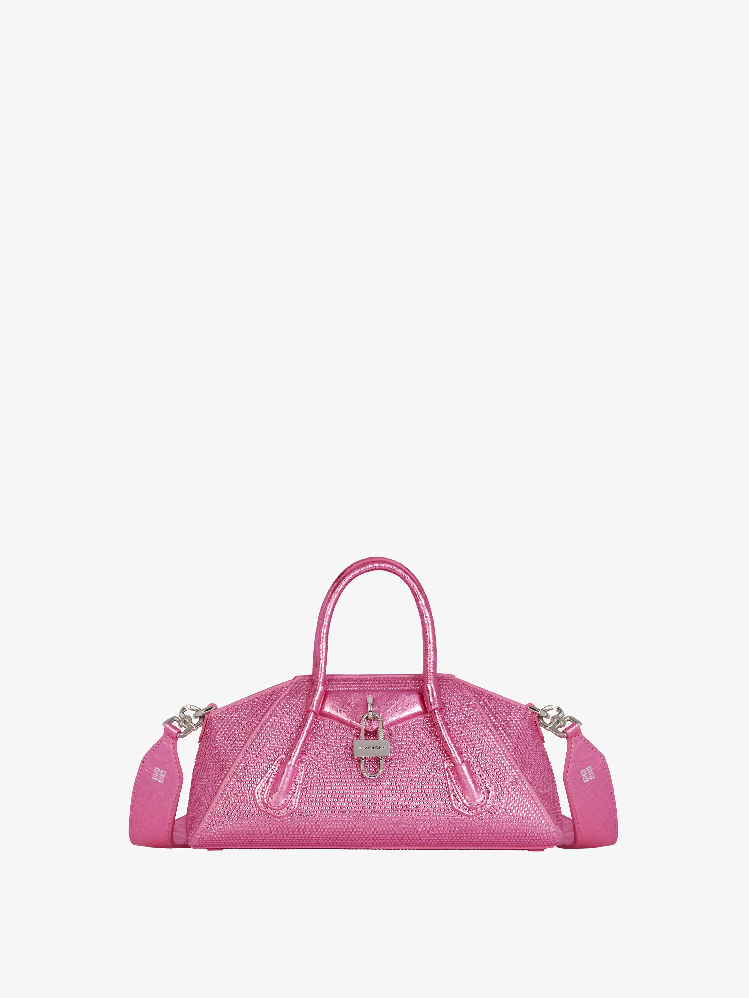 Shop Givenchy Mini Antigona Stretch Bag In Satin And Strass In Multicolor