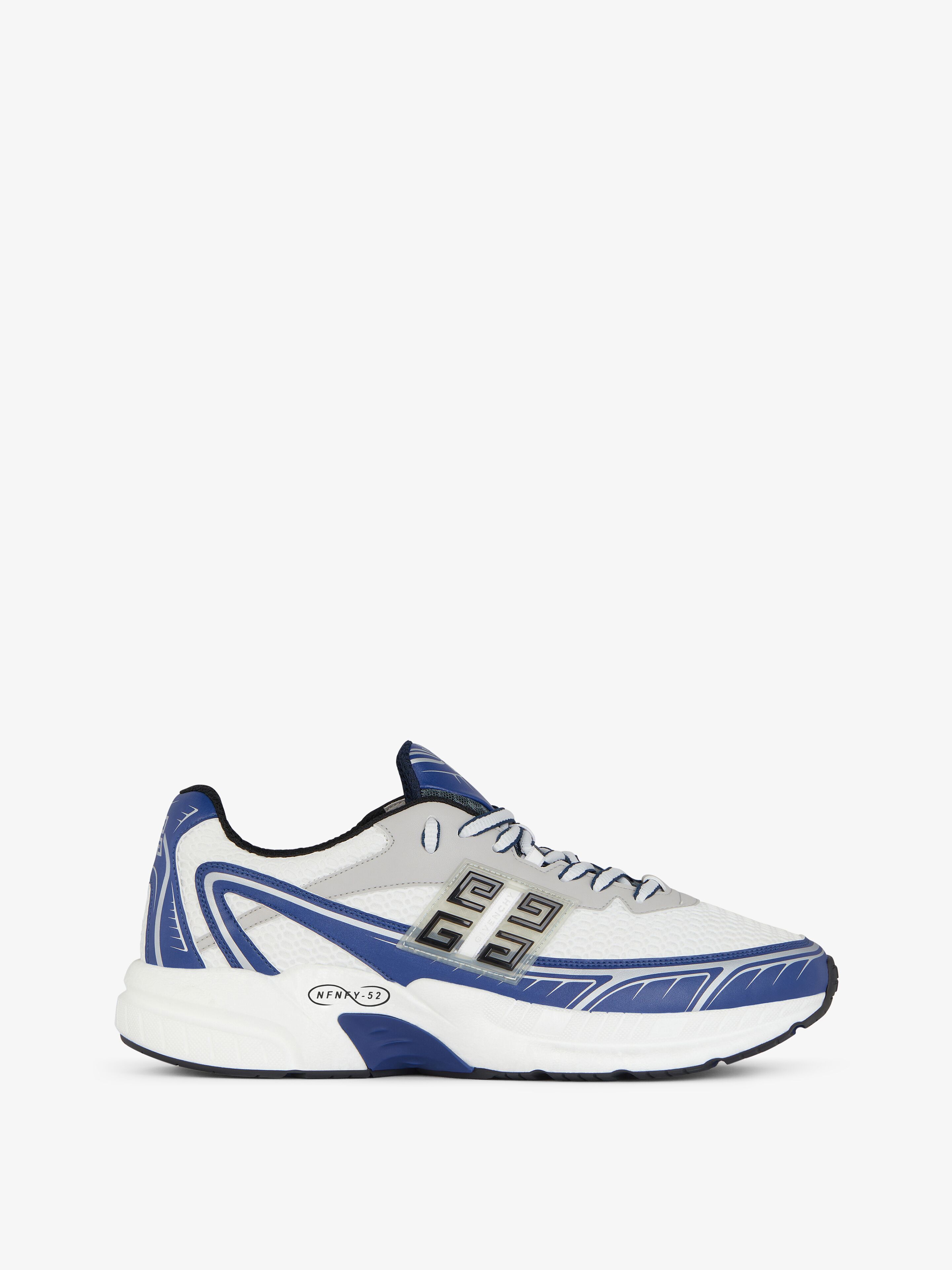 Shop Givenchy Nfnty-52 Sneakers In Synthetic Leather And Mesh In Blue