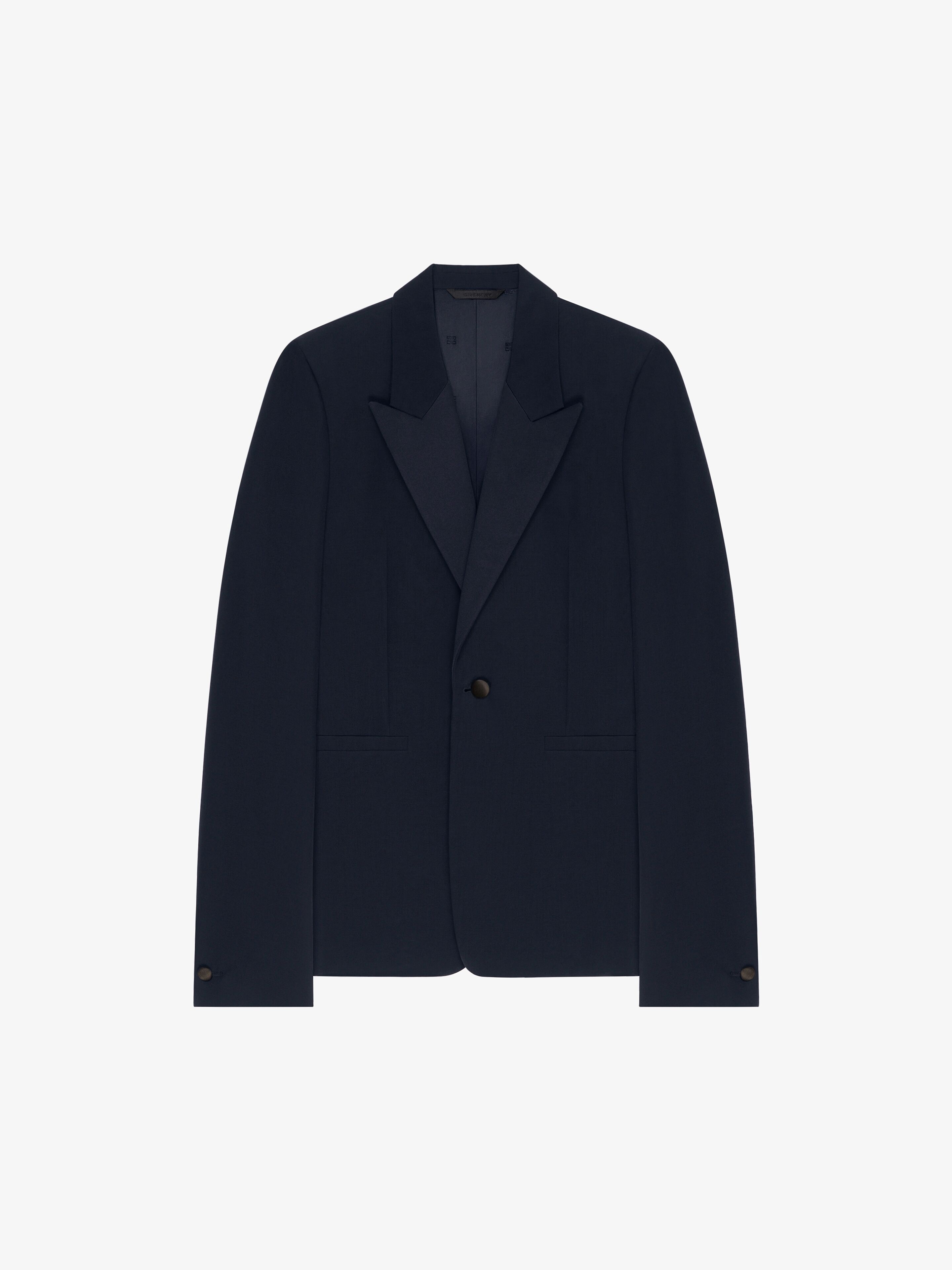 Givenchy - For Men - Slim Fit Jacket In Wool With Satin Collar - Blue - For Men - Size: 52
