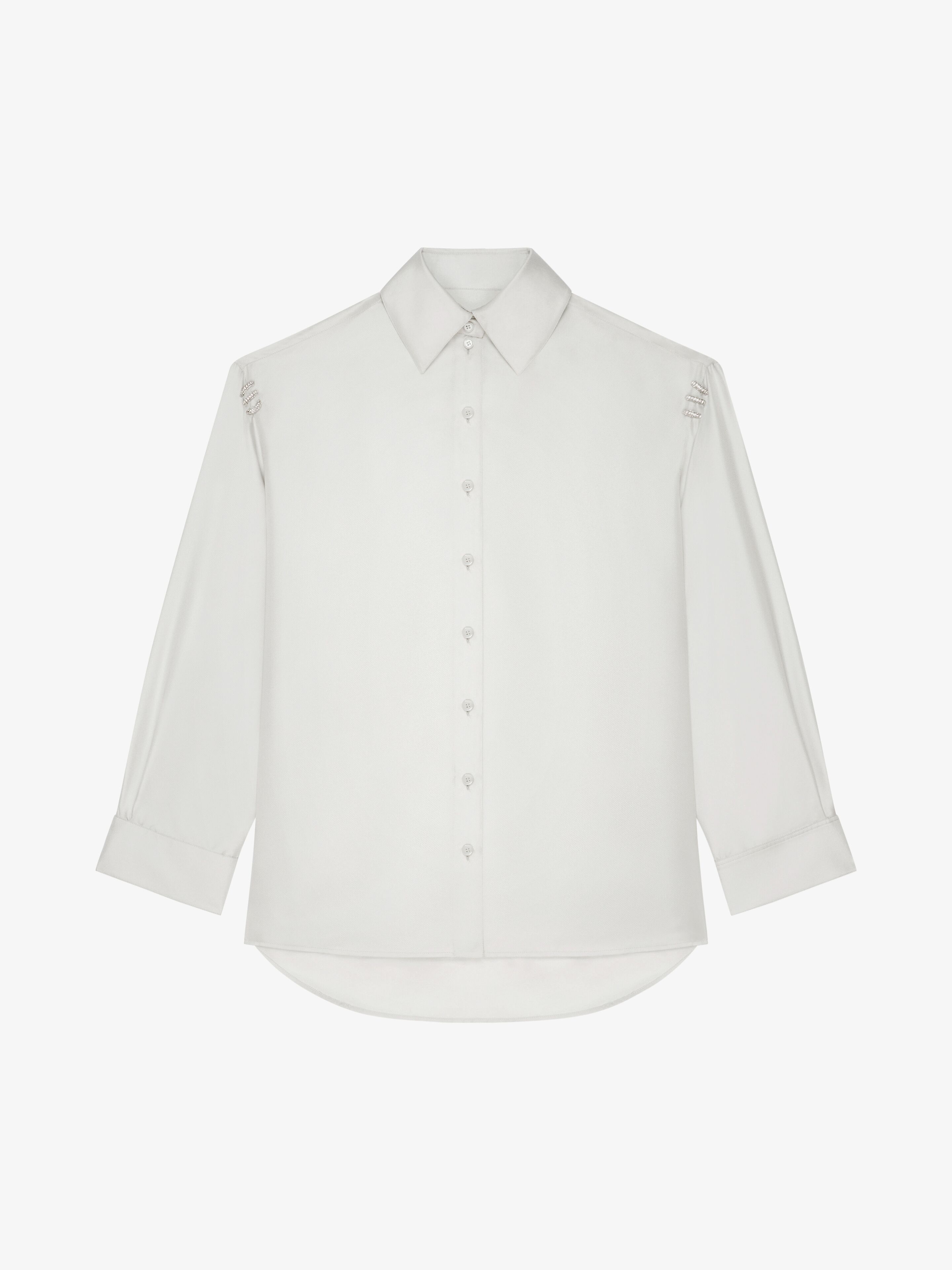 Shop Givenchy Shirt In Silk With Crystals In Pearl  Grey