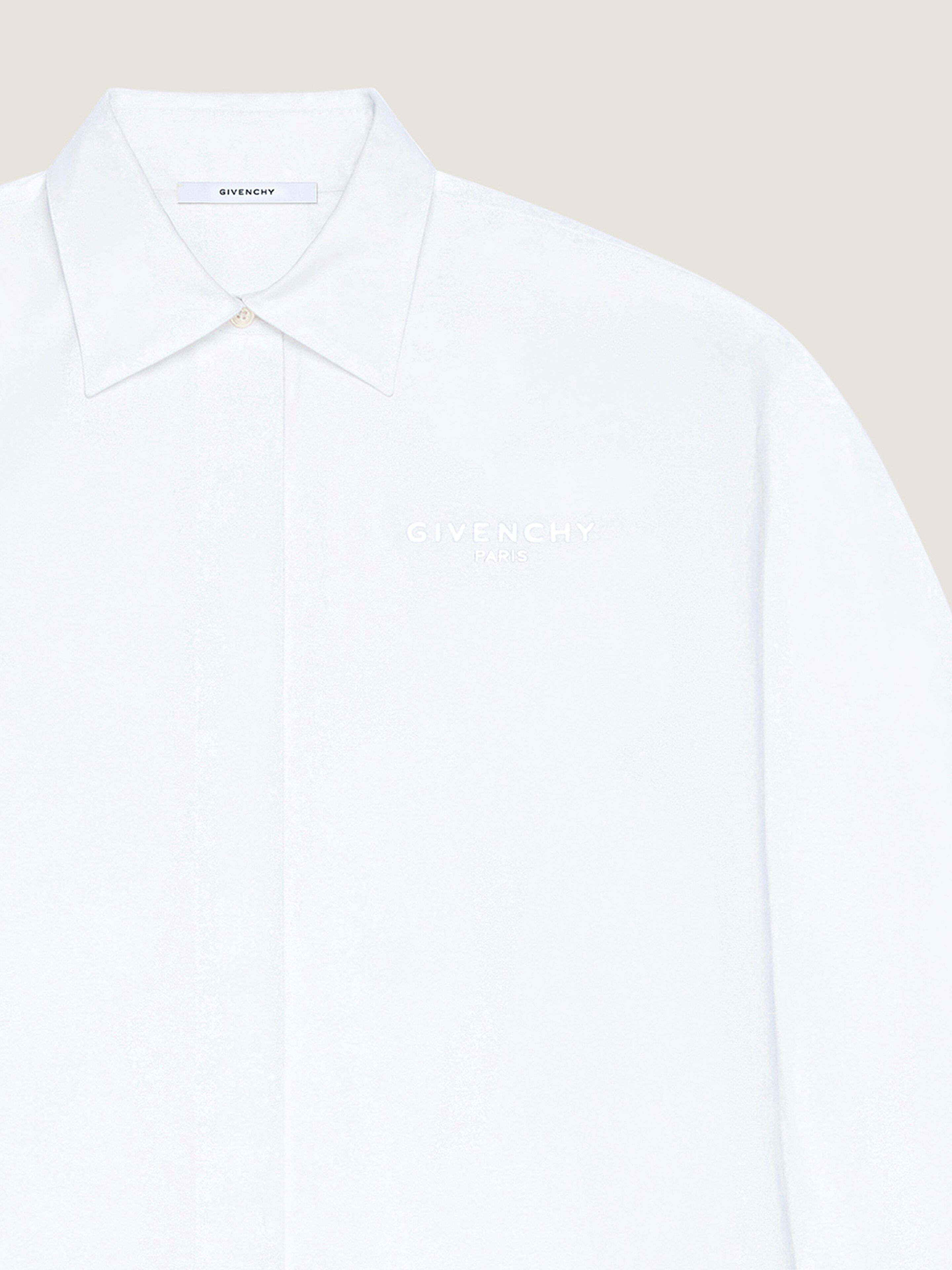 Tシャツ・カットソー GIVENCHY FW25 Shirts (BW61ET1634 100) Cocoon shirt in poplin with GIVENCHY embroidery in - white