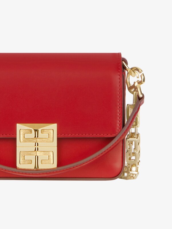 Sac 4G petit modèle en cuir Box avec chaîne - rouge fonce | Givenchy FR
