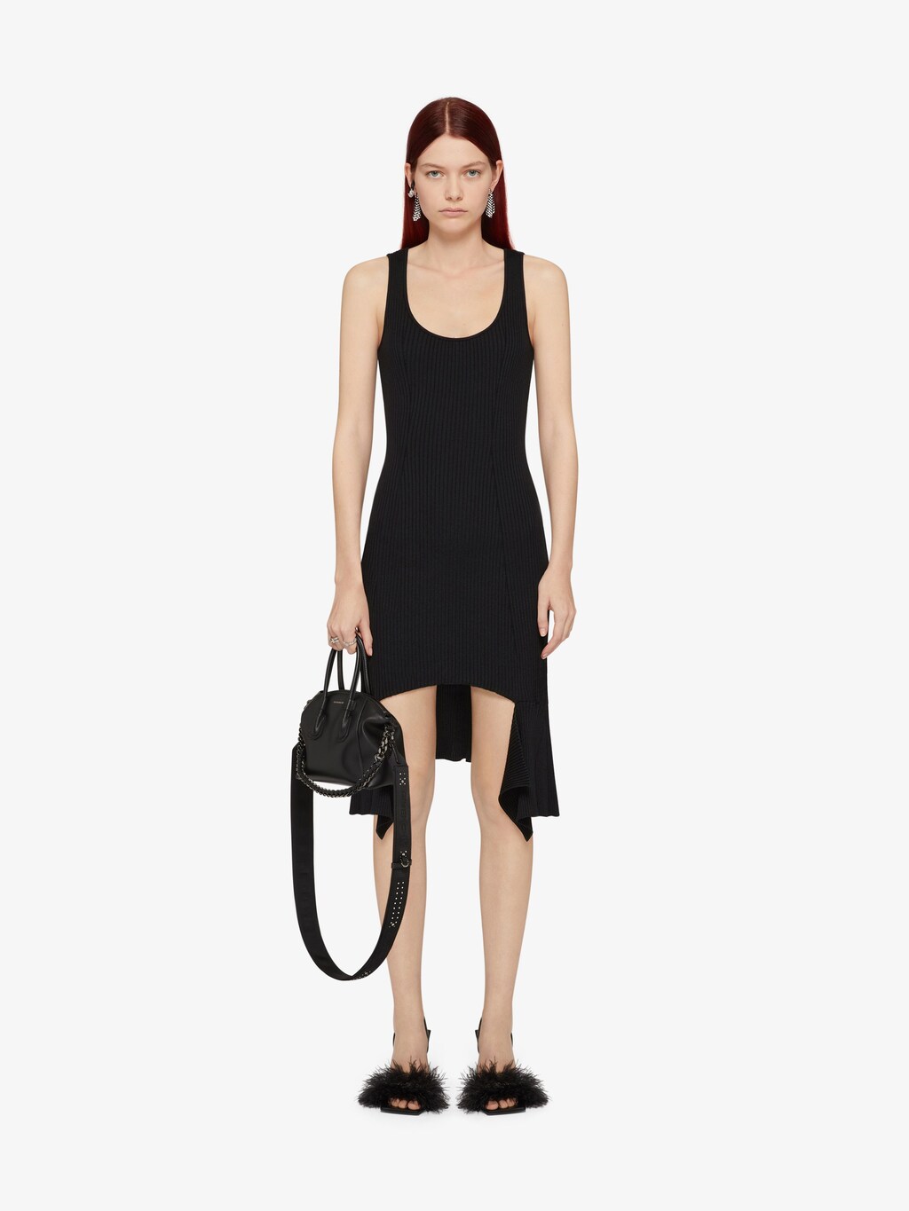 givenchy.com | Asymmetrical dress in wool and silk