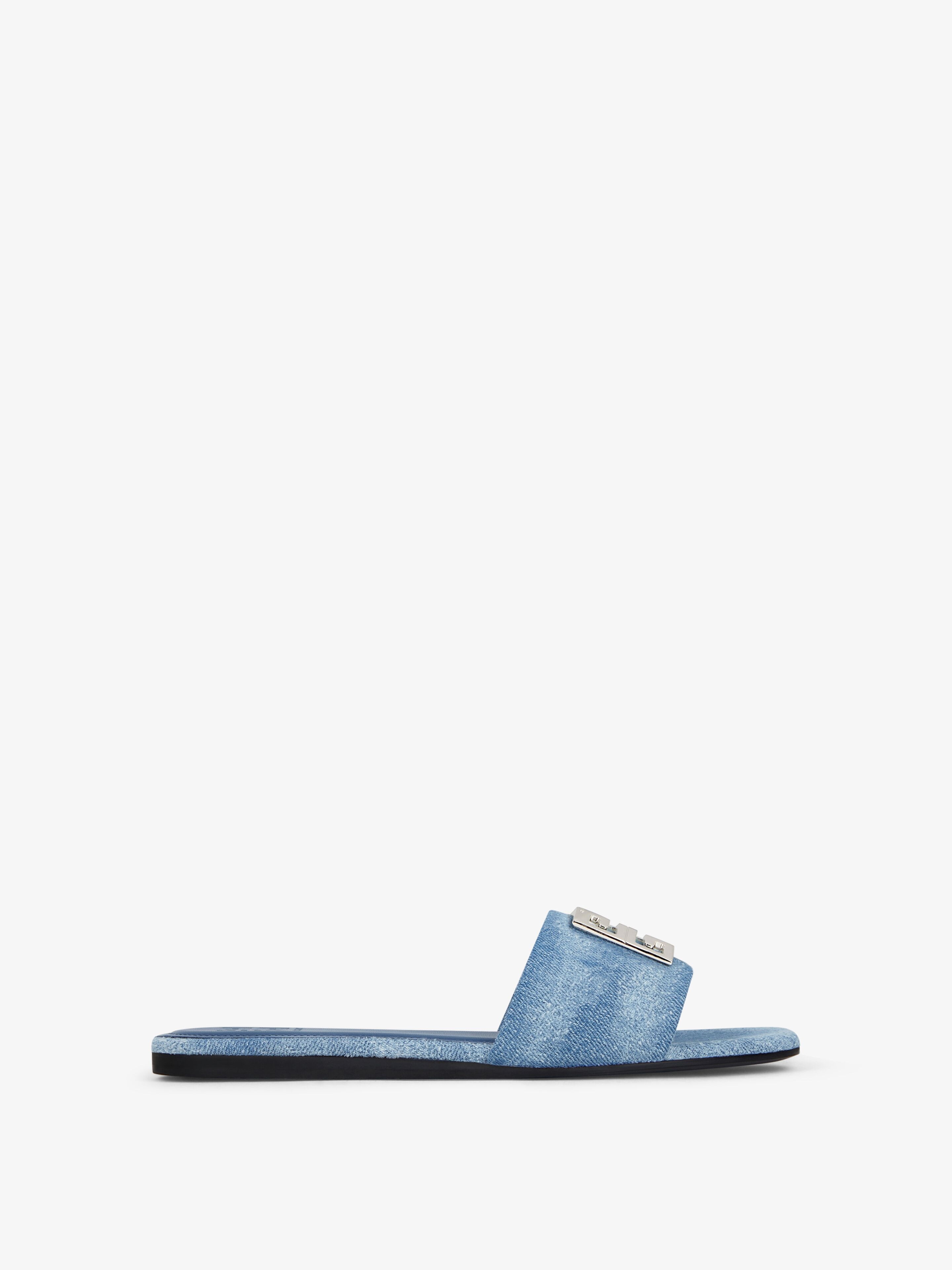 Shop Givenchy 4g Mules In Washed Denim In Medium Blue