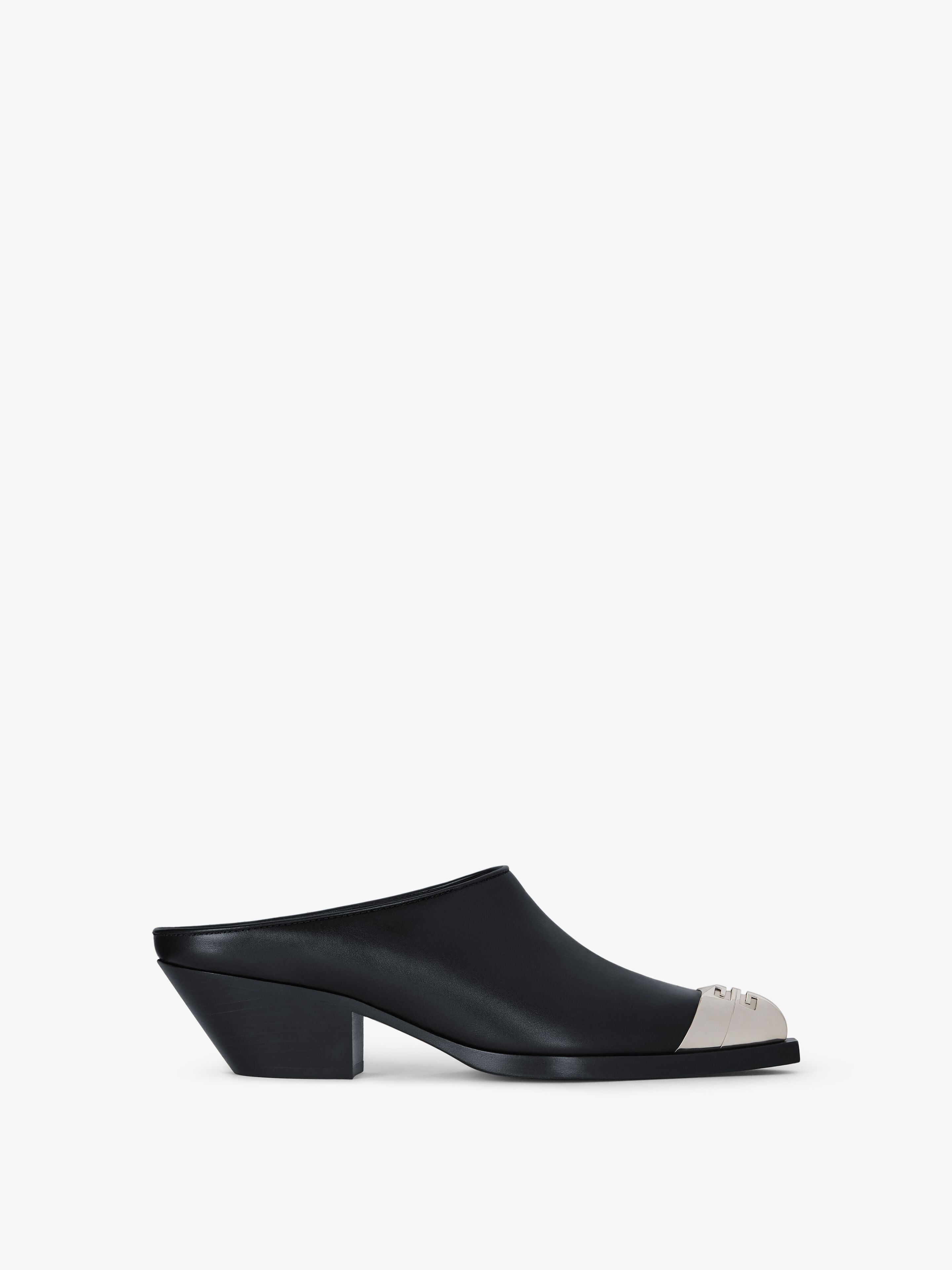 Shop Givenchy Western Mules In Leather In Black