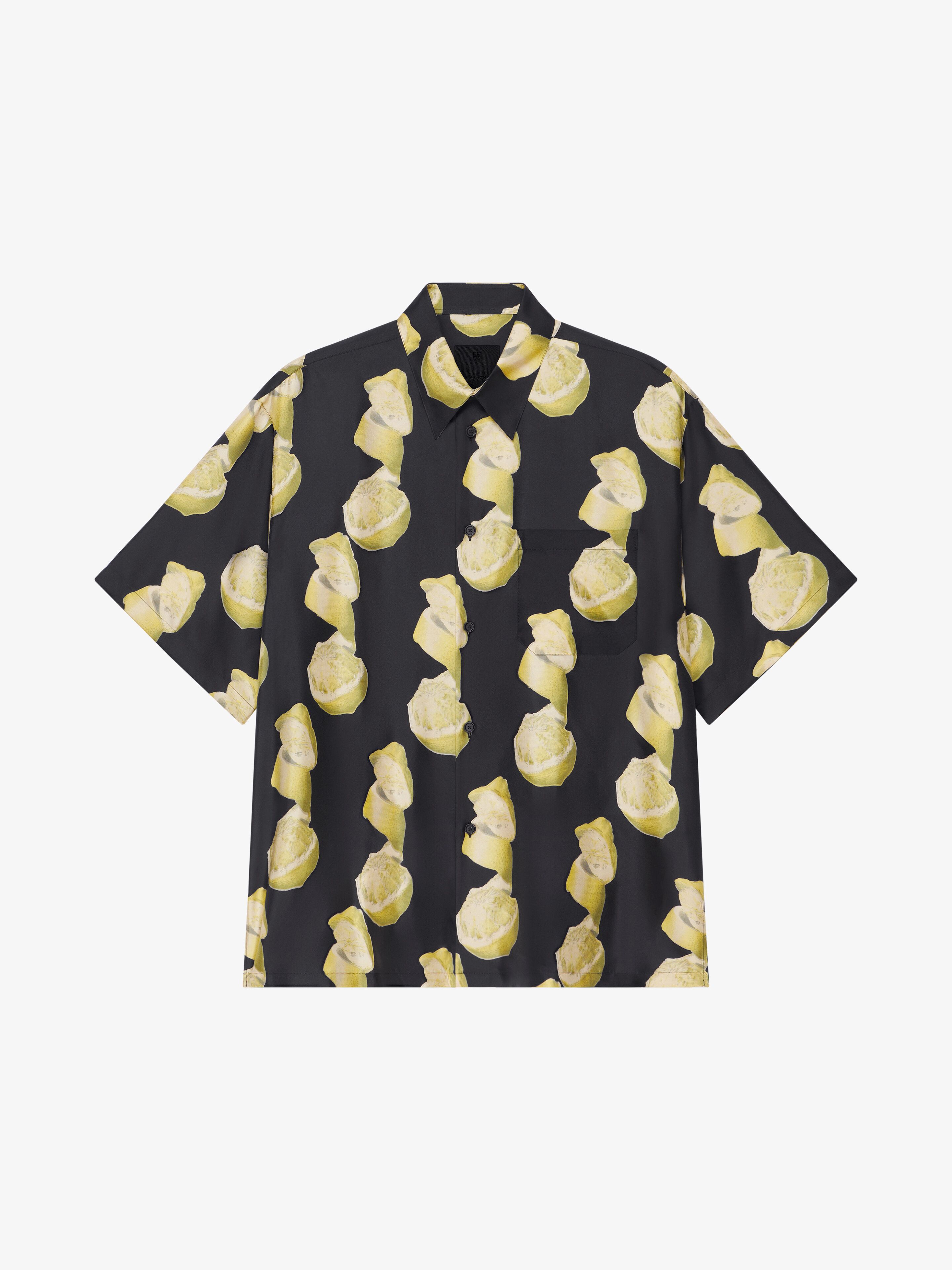 Shop Givenchy Hawaiian Shirt In Printed Silk In Black/yellow