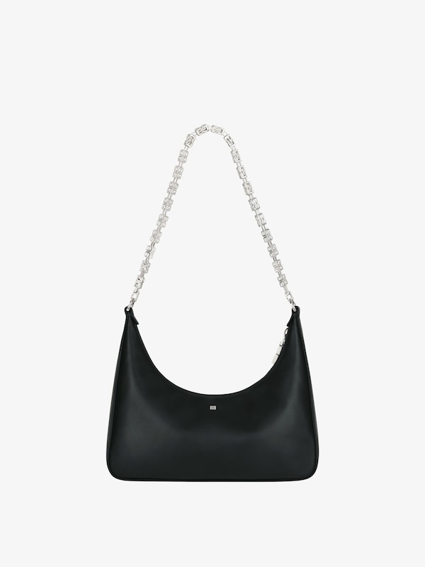 Small Moon Cut Out bag in leather with chain - black | Givenchy