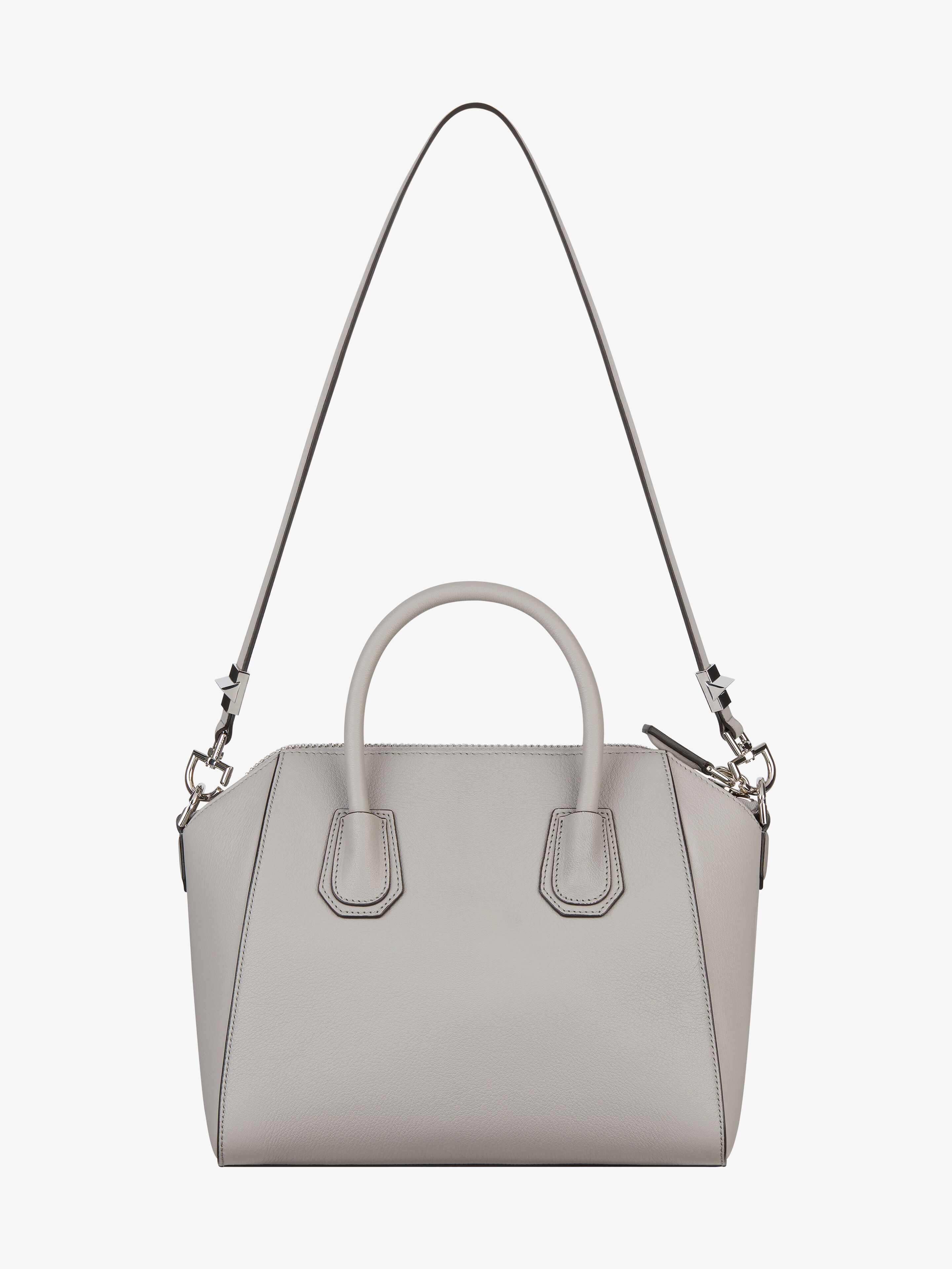 Small Antigona bag in grained leather in - pearl grey | Givenchy US