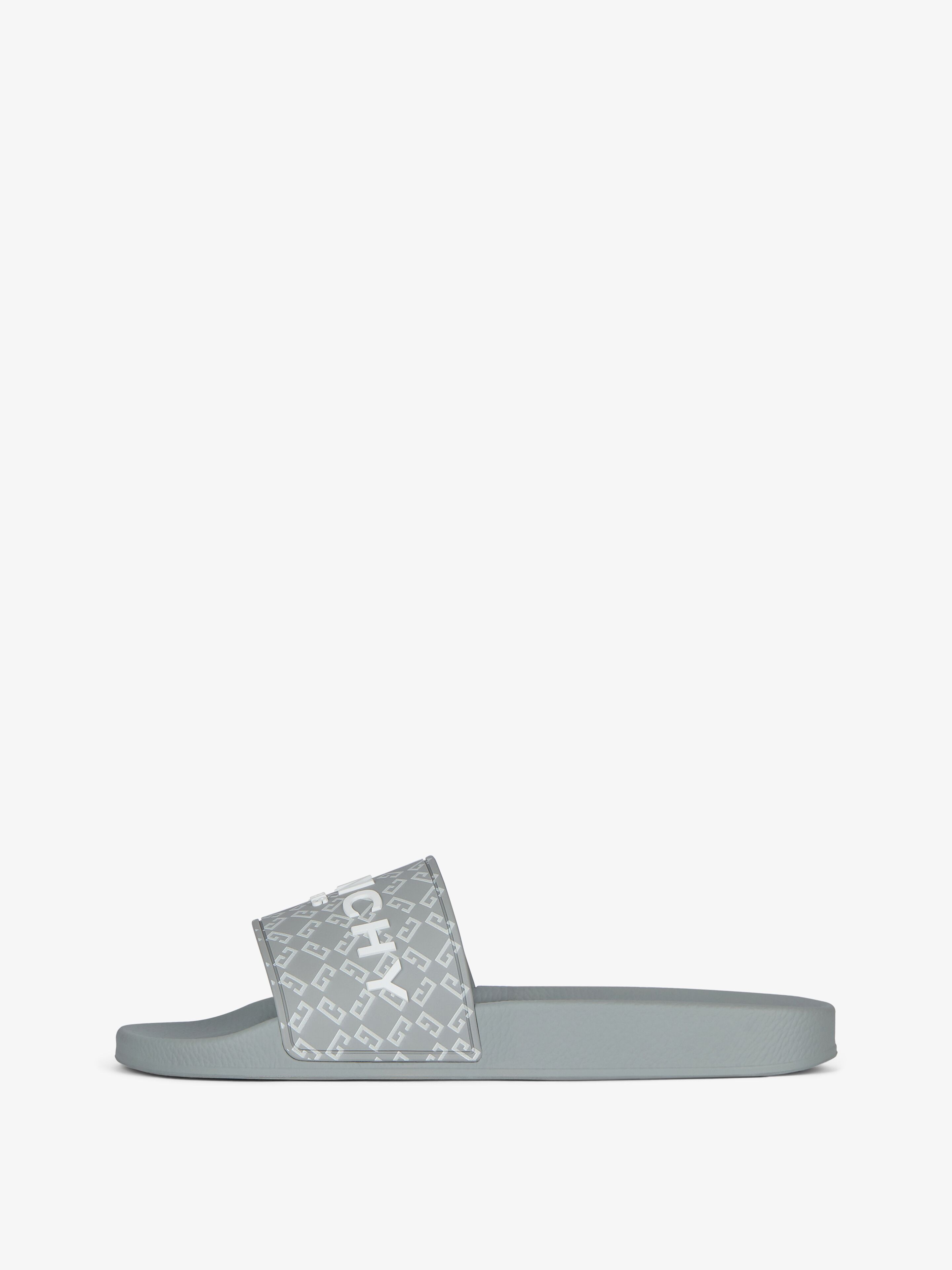 Slide flat sandals in monogram 72 rubber in - medium grey