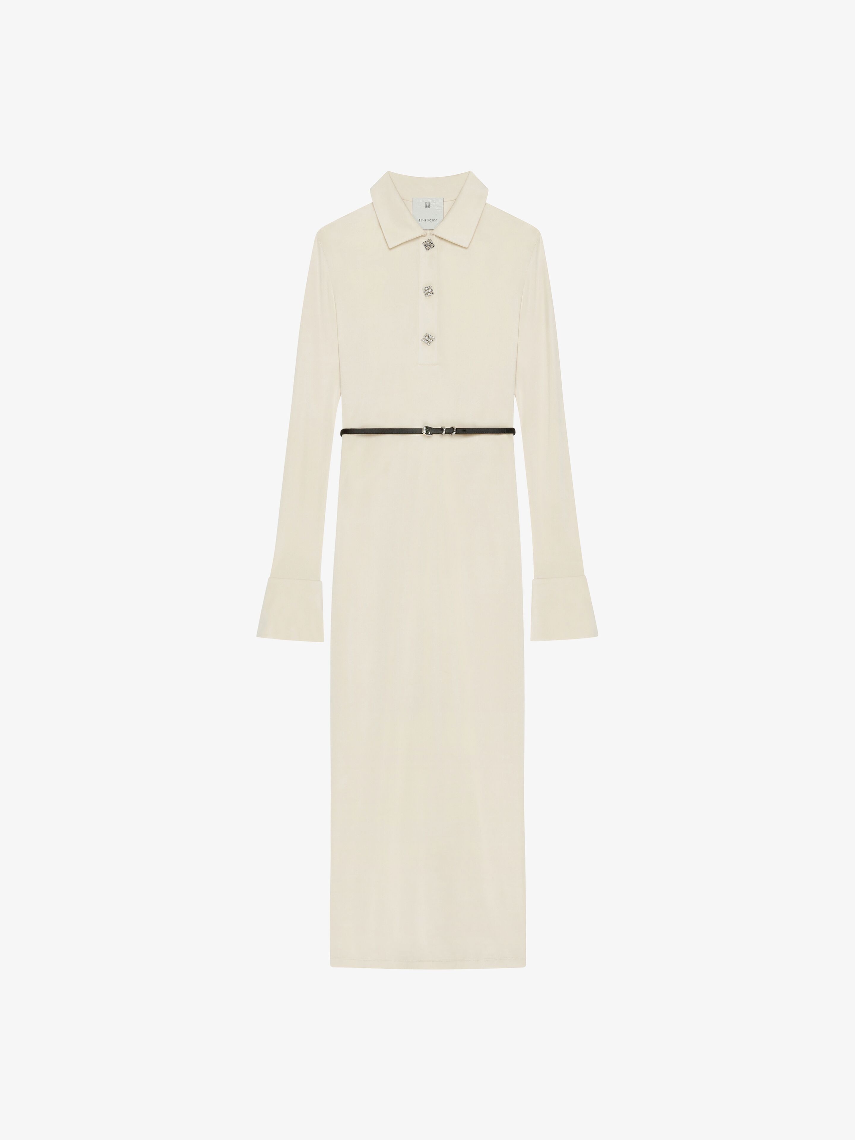 Shop Givenchy Voyou Dress In Jersey With 4g Liquid Detail In White