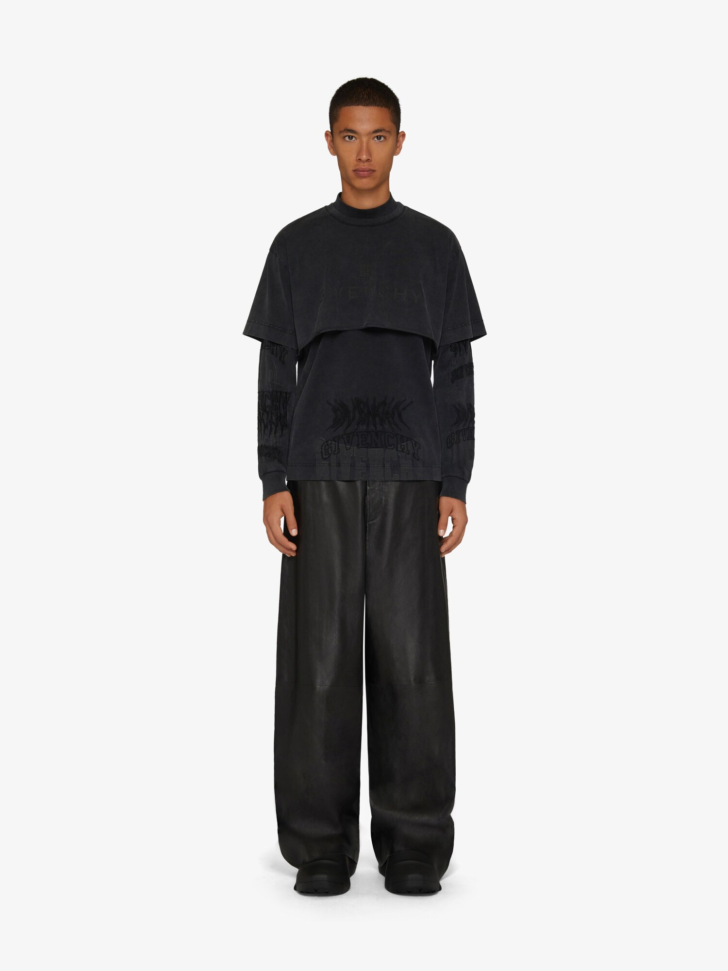 Oversized pants in leather black Givenchy US