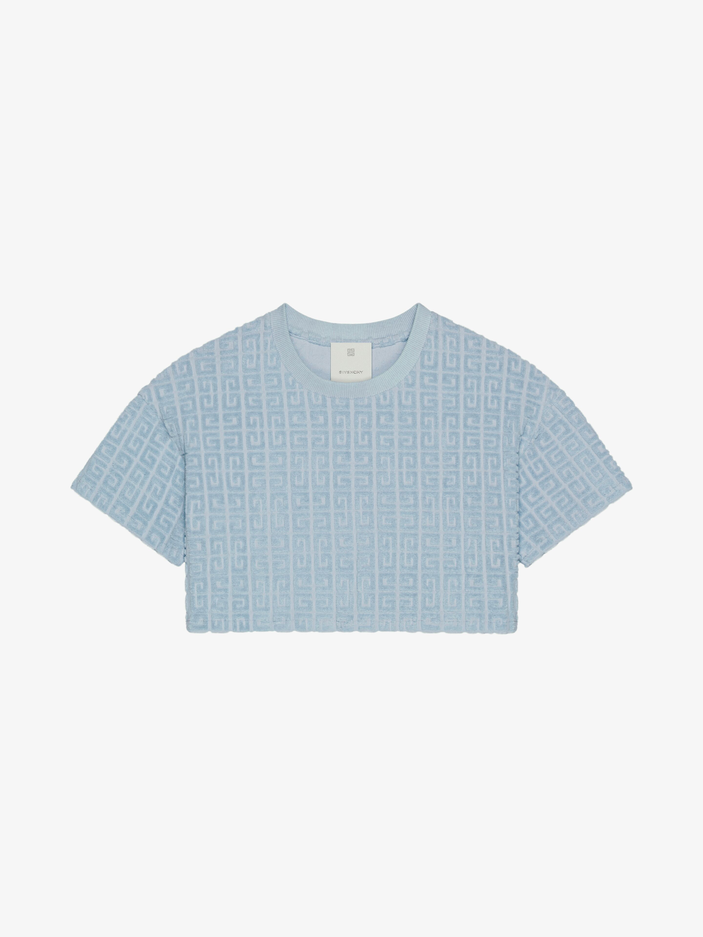 Givenchy - For Women - Cropped T-shirt In 4G Cotton Towelling - Blue - For Women - Size: XS