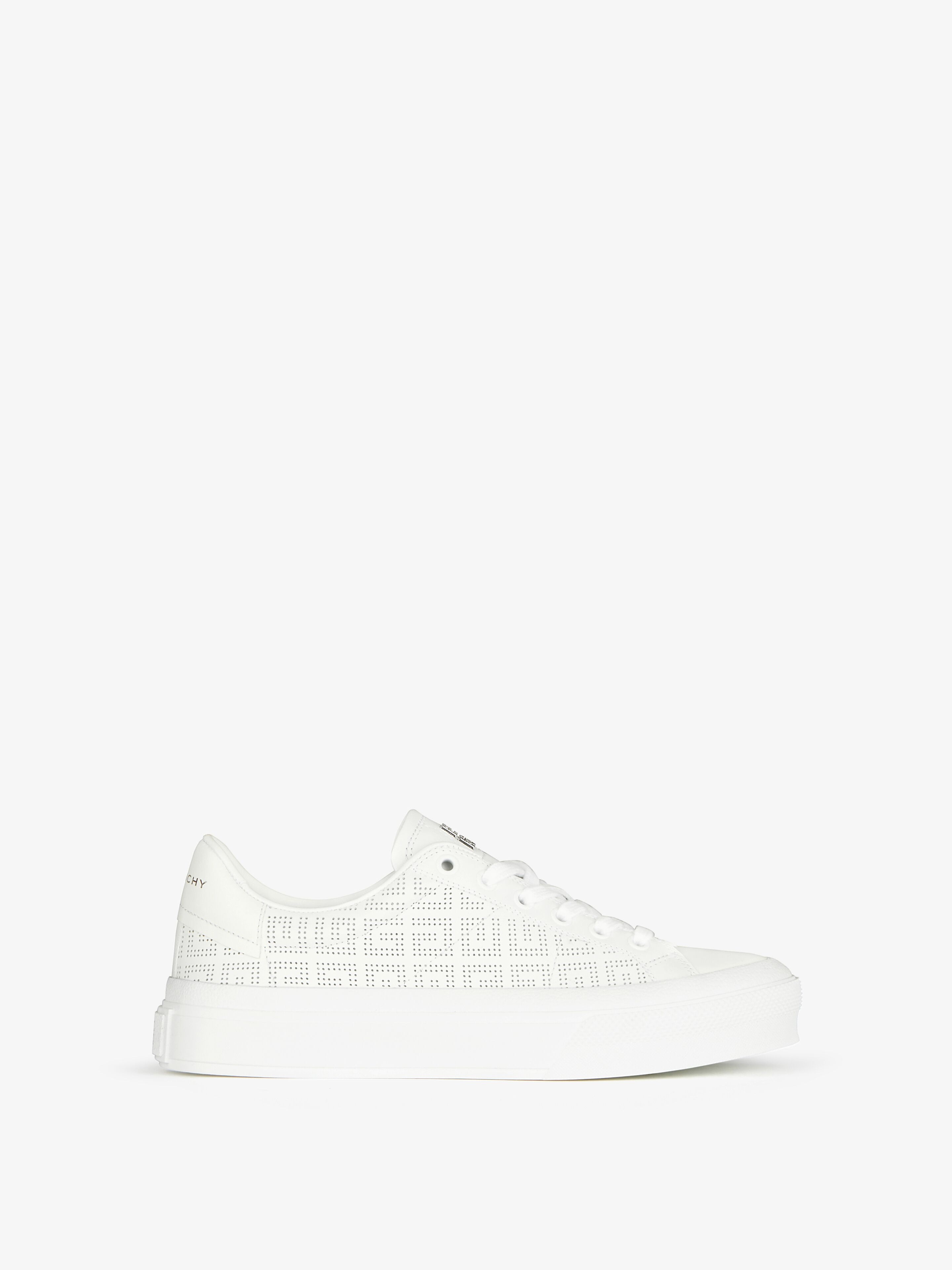 Shop Givenchy City Sport Sneakers In 4g Perforated Leather In White