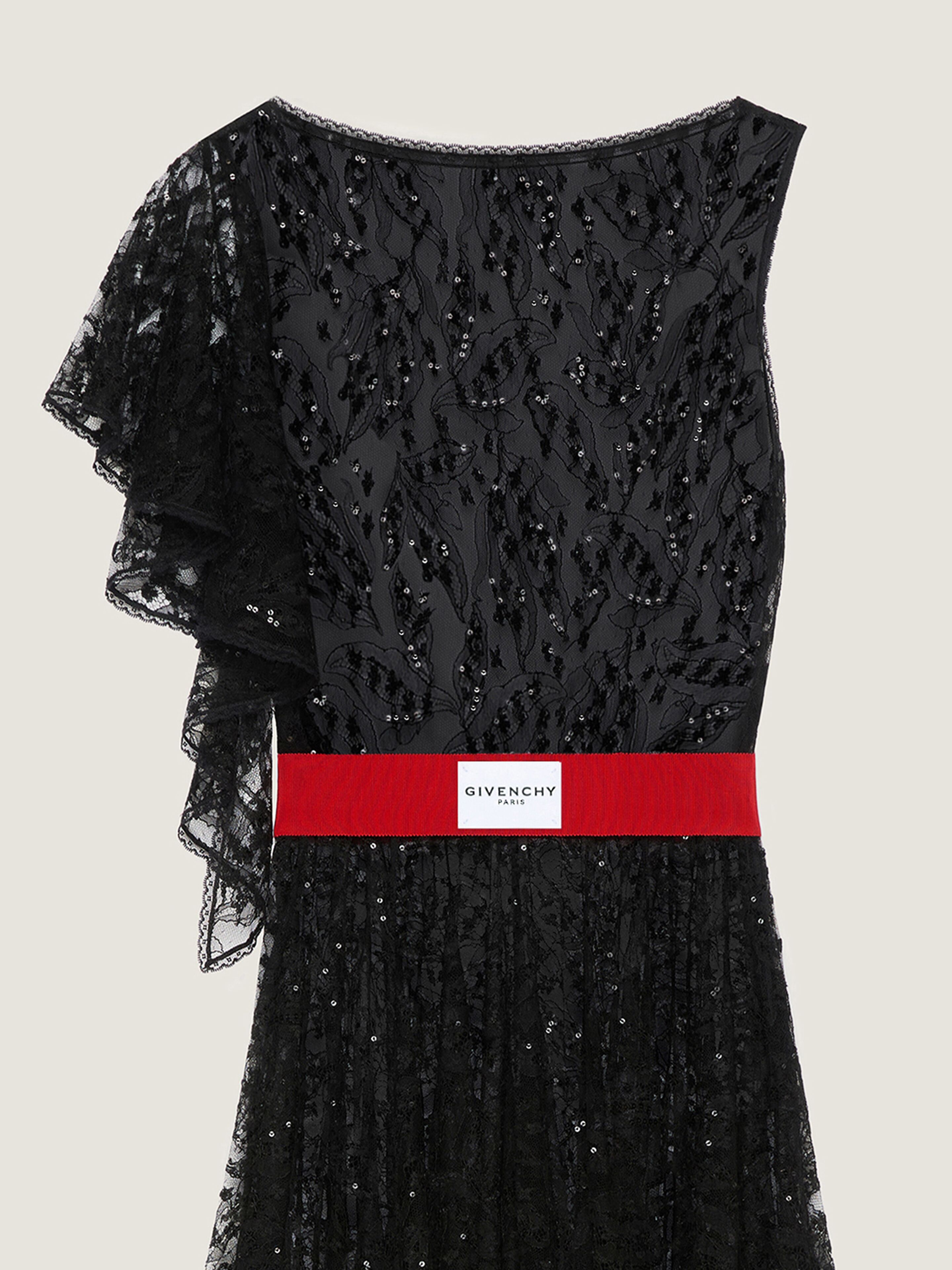Asymmetric dress in lace with sequins in - black | Givenchy US