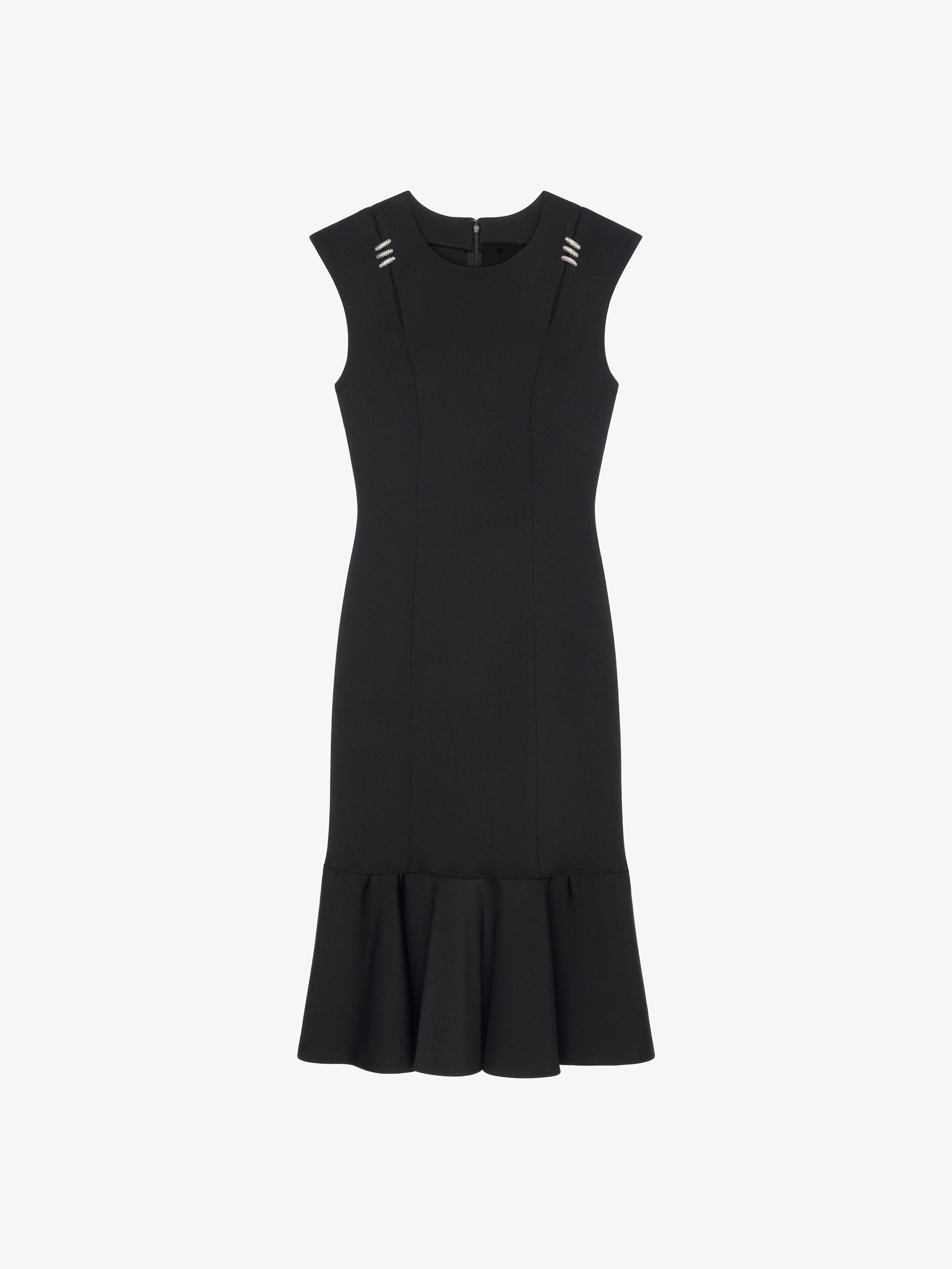 Shop Givenchy Dress In Punto Milano With Crystals In Black