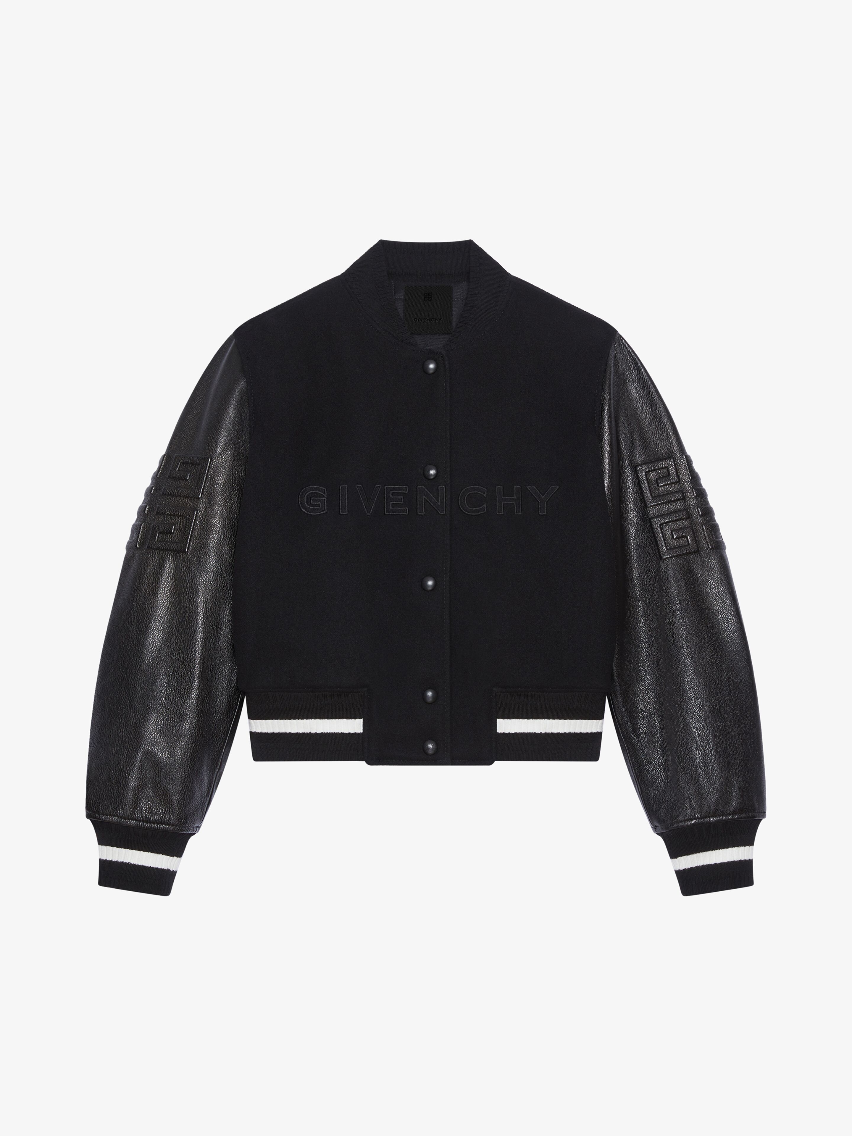 Shop Givenchy Varsity Jacket In Wool And Leather In Black/white