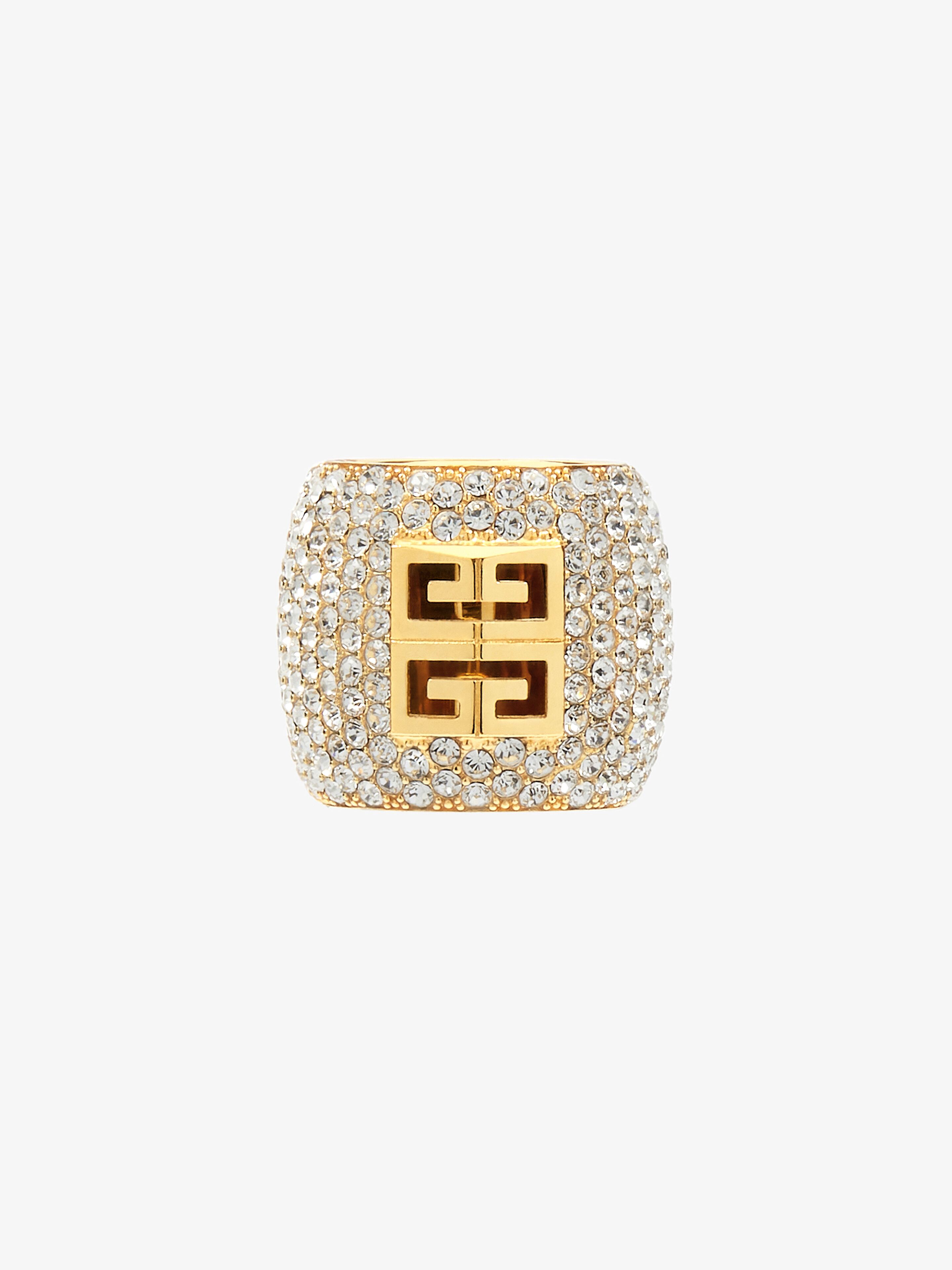 Givenchy - Bague 4G En Métal Avec Cristaux - Jaune - pour Femme - Taille : 58
