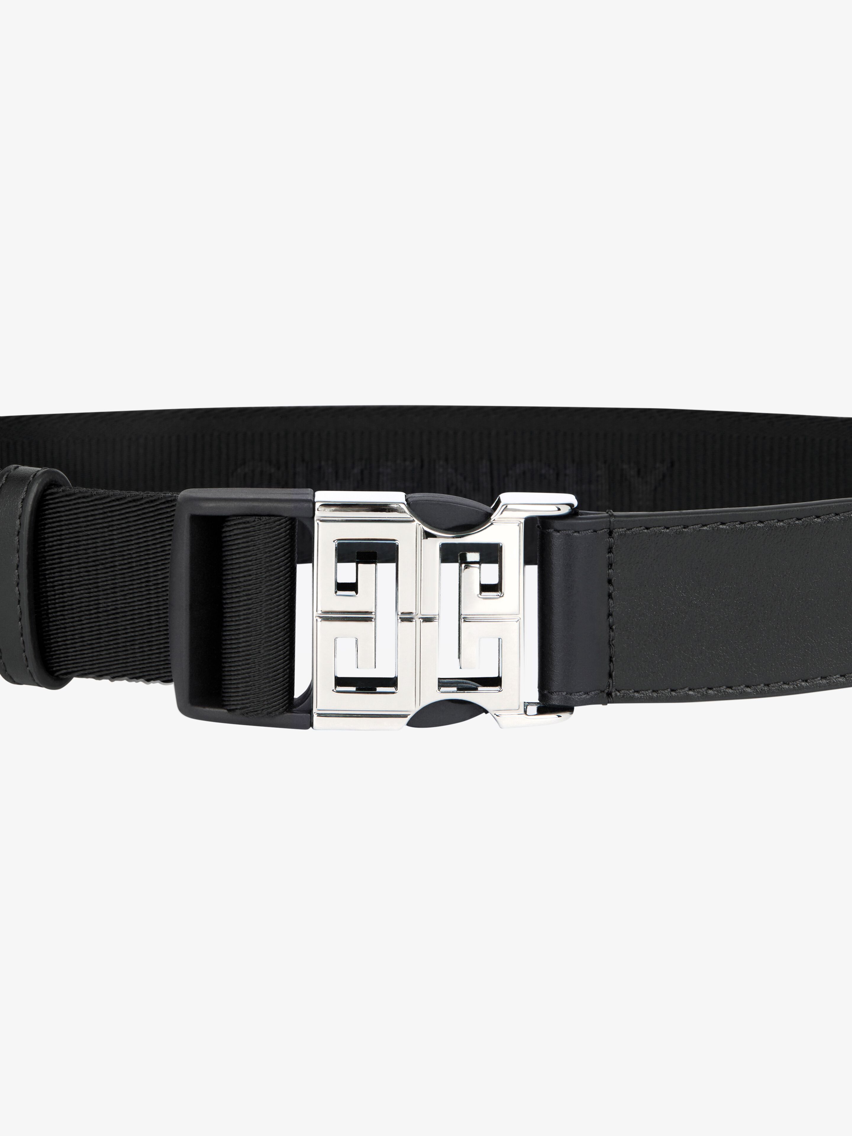 4G Release buckle belt in leather and webbing - black