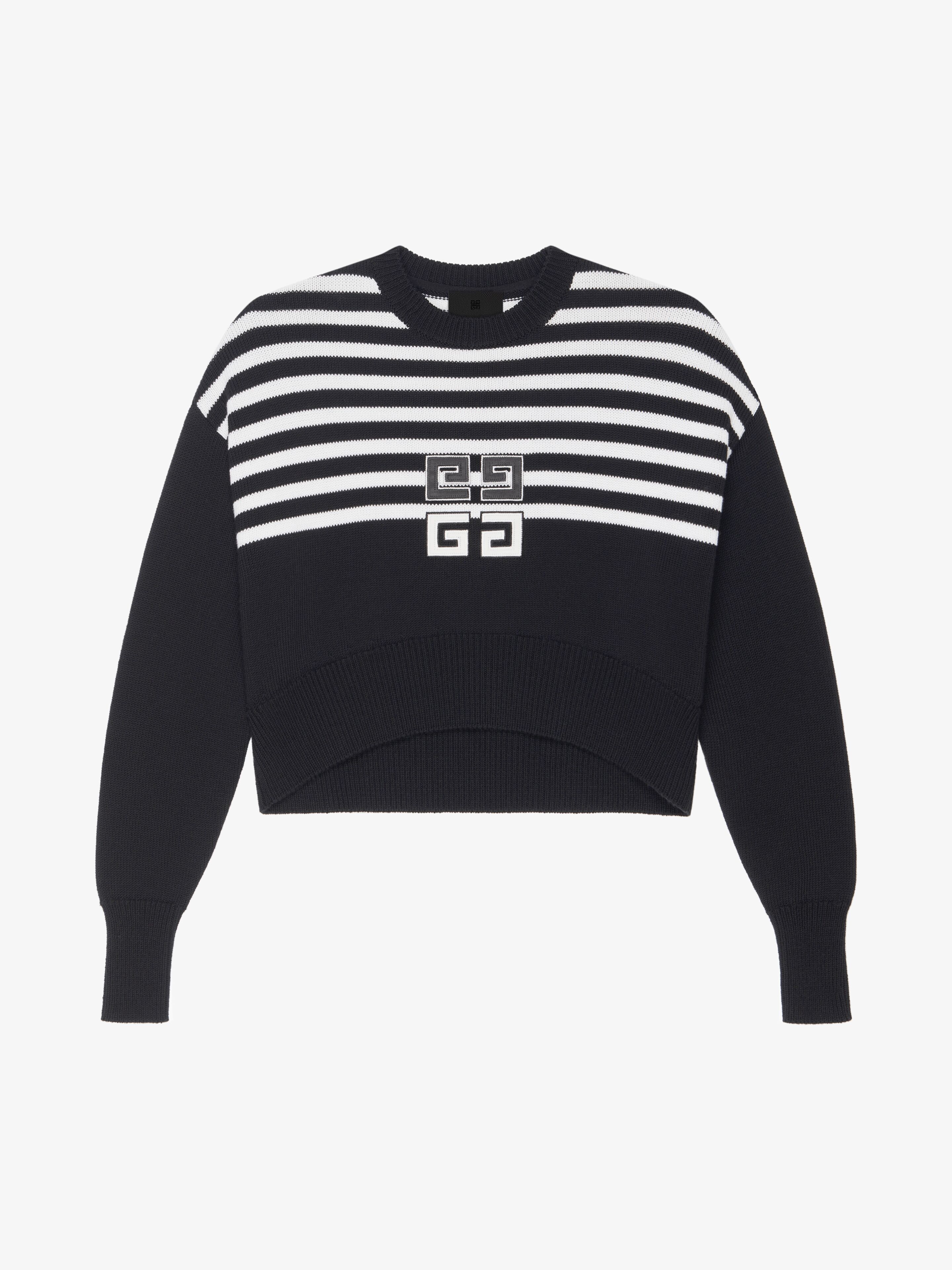 Shop Givenchy 4g Striped Cropped Sweater In Cotton In Black
