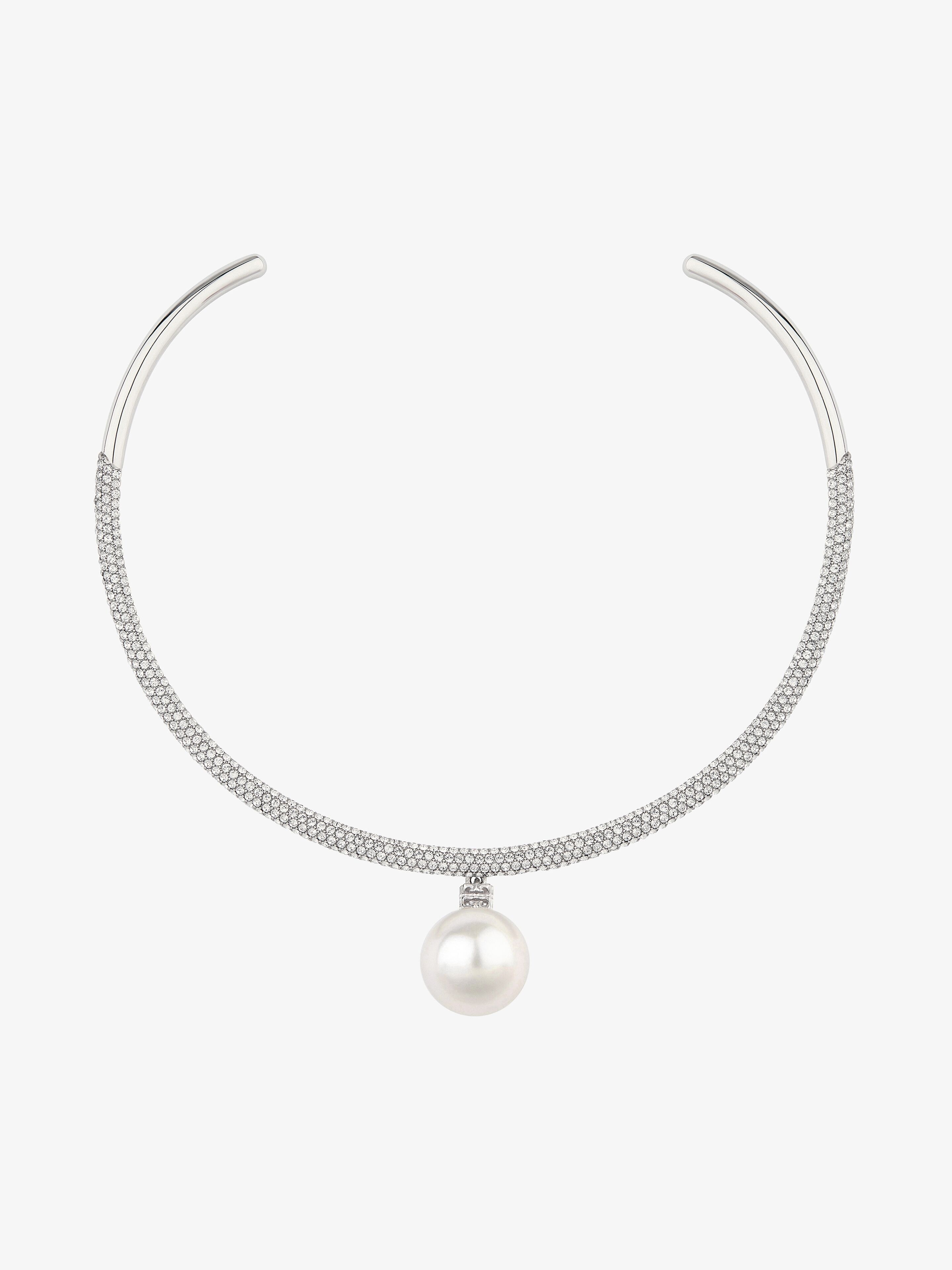 Shop Givenchy Pearl Torque Necklace In Metal With Pearl And Crystals In Multicolor