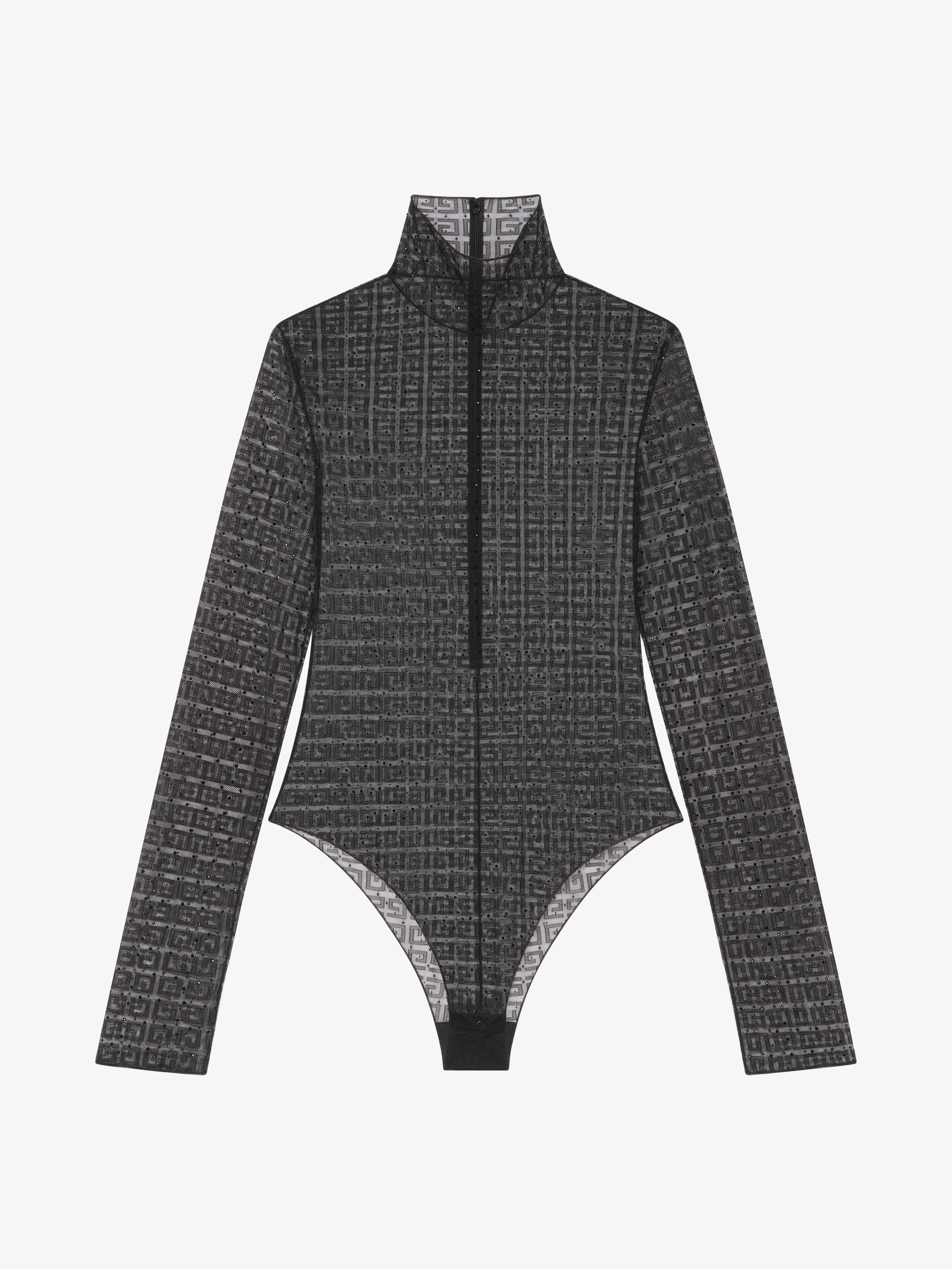 Shop Givenchy Bodysuit In 4g Lace With Rhinestones In Black