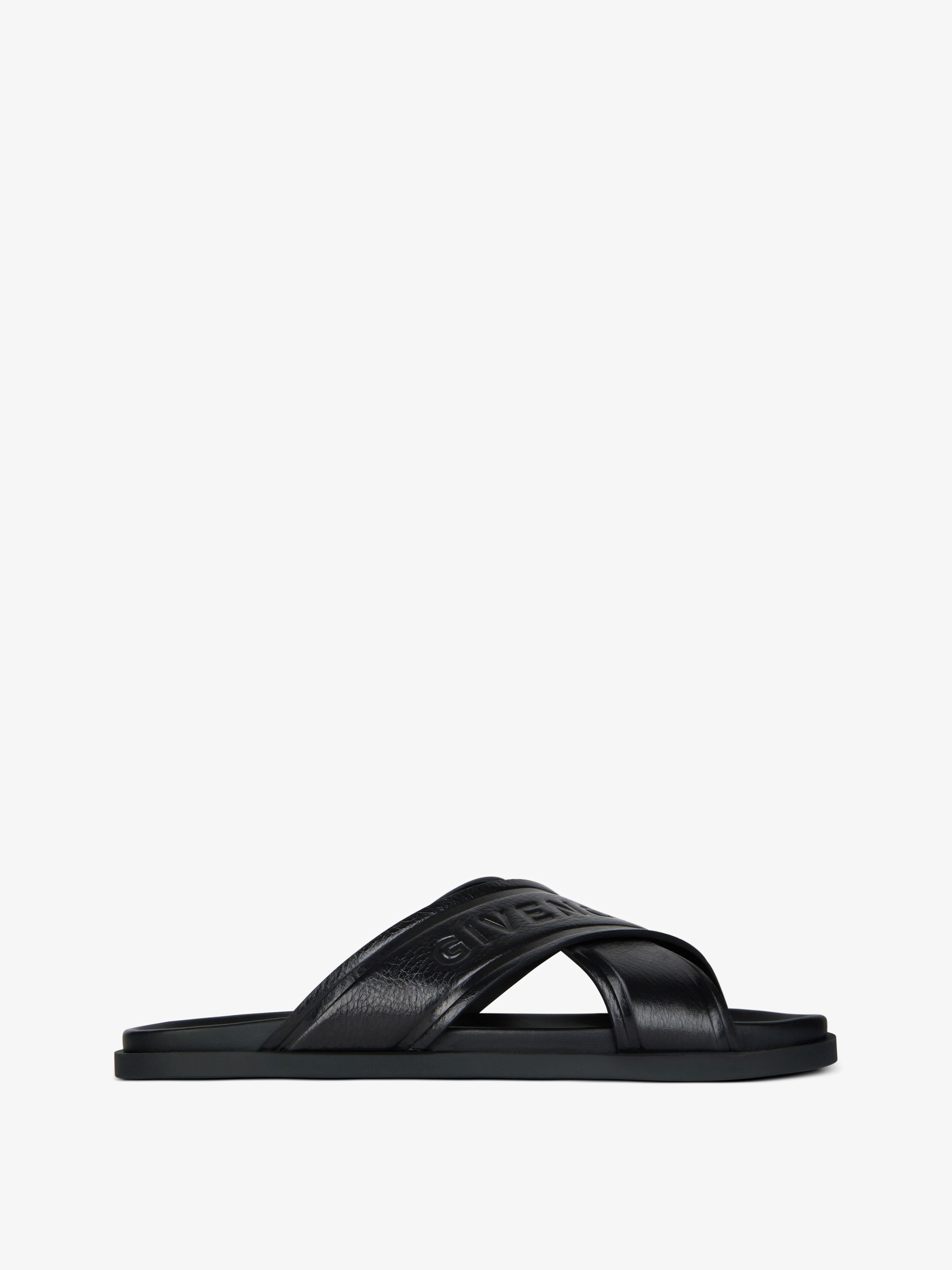 Shop Givenchy G Plage Flat Sandals With Crossed Straps In Leather In Black