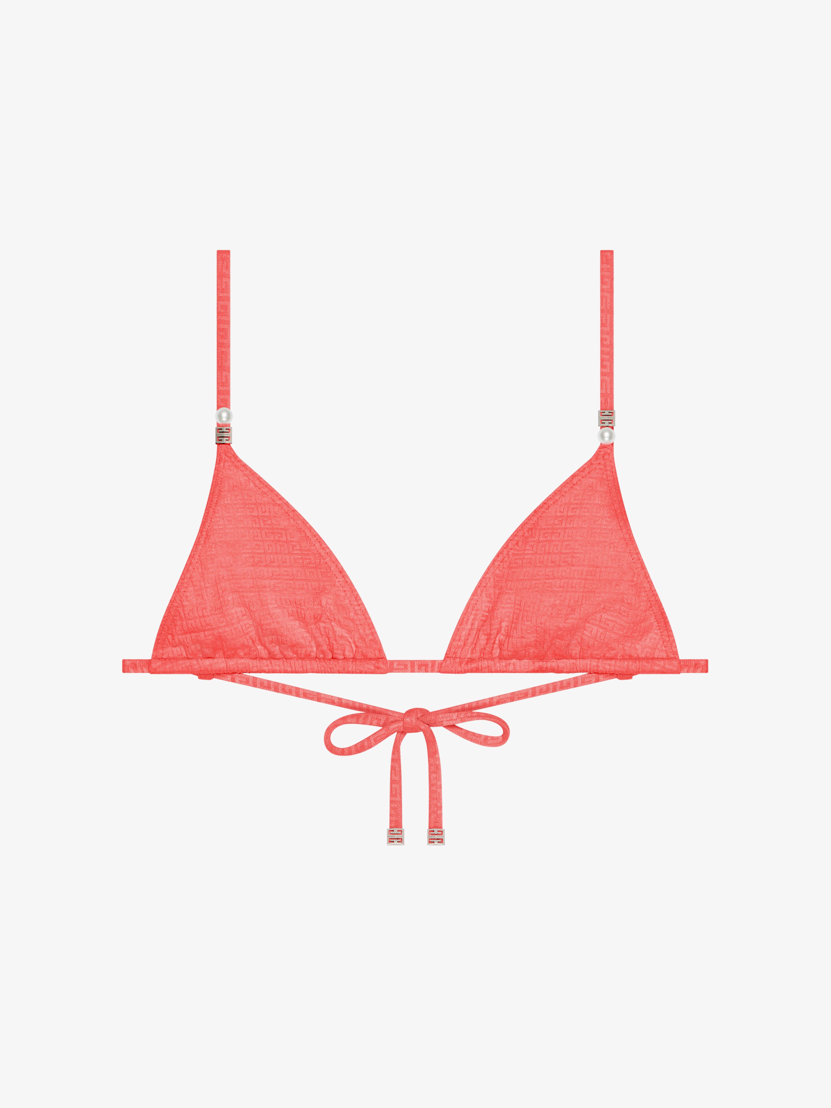 Shop Givenchy 4g Bikini Top With Pearls In Orange