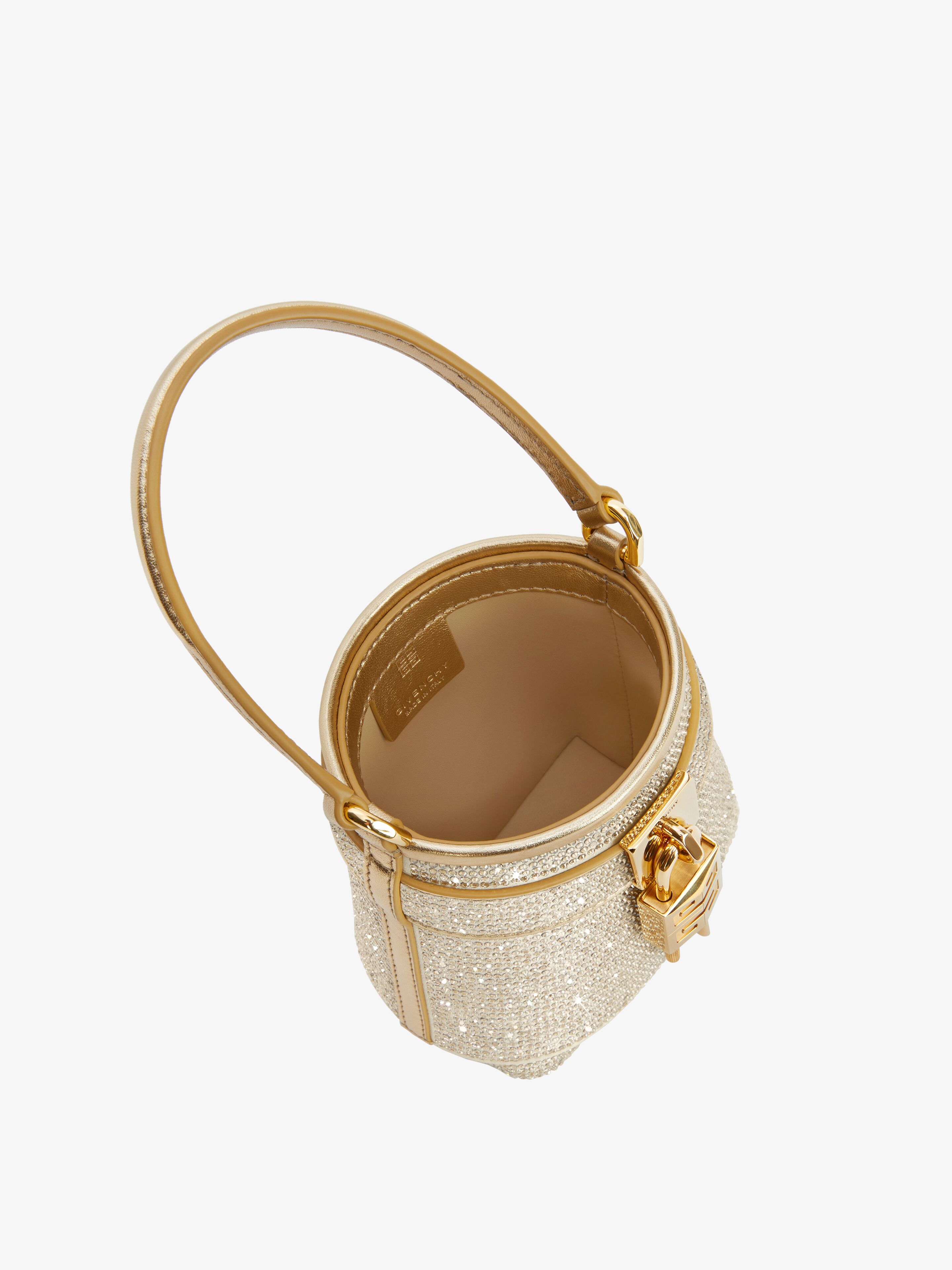Micro Shark Lock bucket bag in satin with strass | Givenchy
