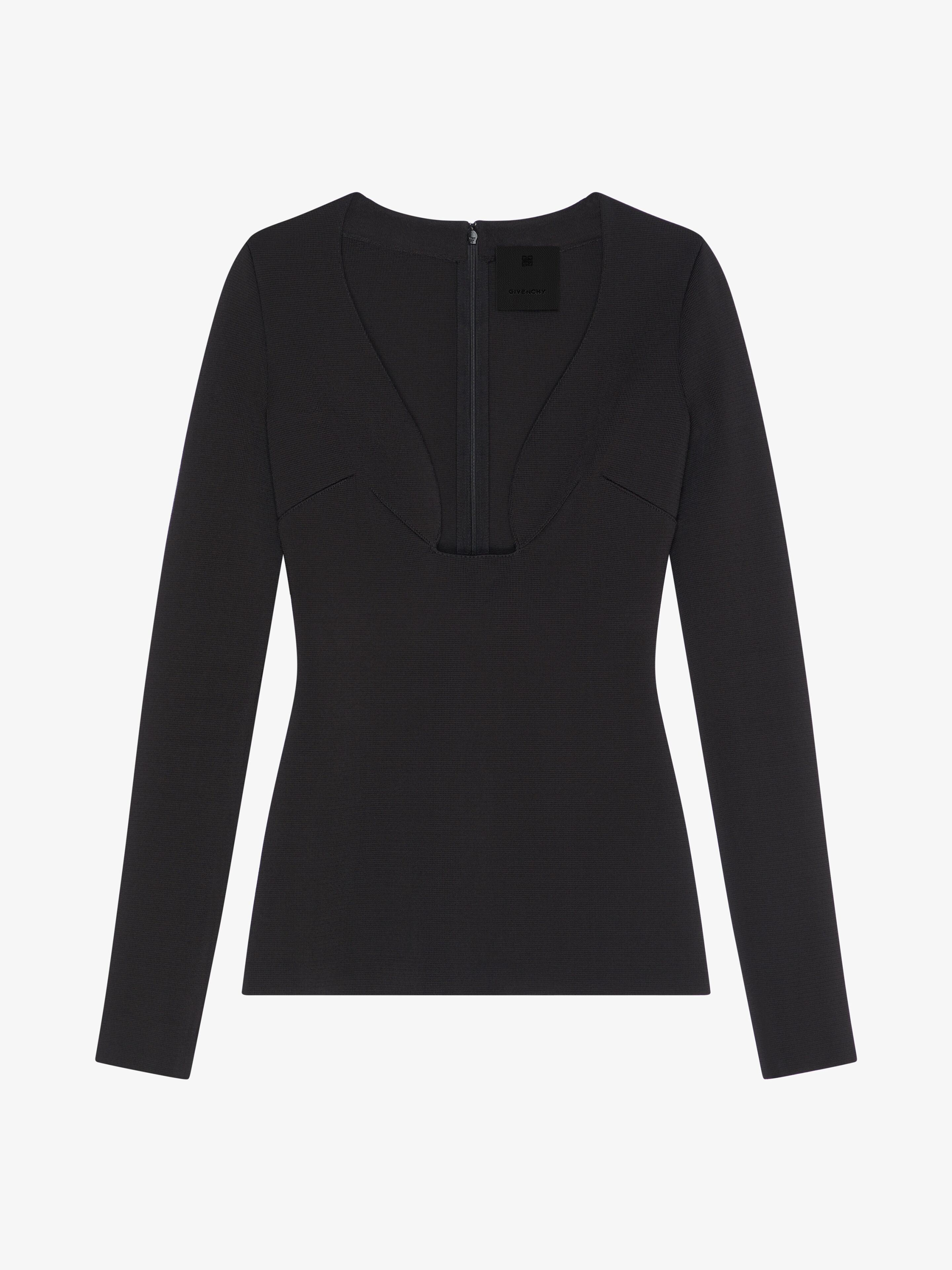 Shop Givenchy Low-cut Sweater In Punto Milano In Black